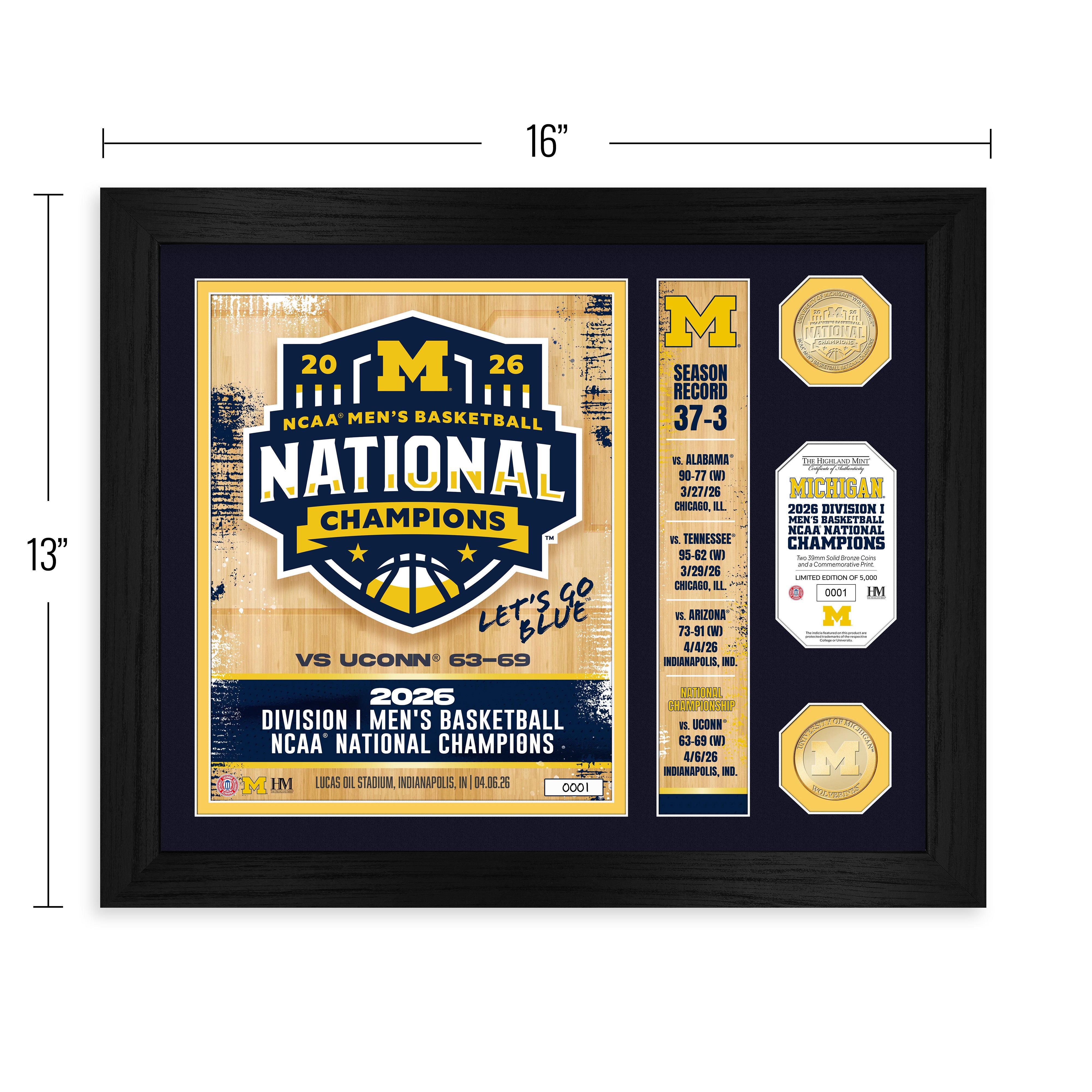 Michigan Wolverines 2026 NCAA Men’s Basketball Champions Team Force Bronze Coin Photo Mint