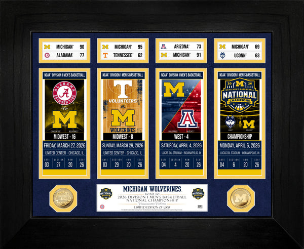 Michigan Wolverines Deluxe 2026 NCAA Men’s Basketball Road to the Championship Ticket Collection Photo Mint