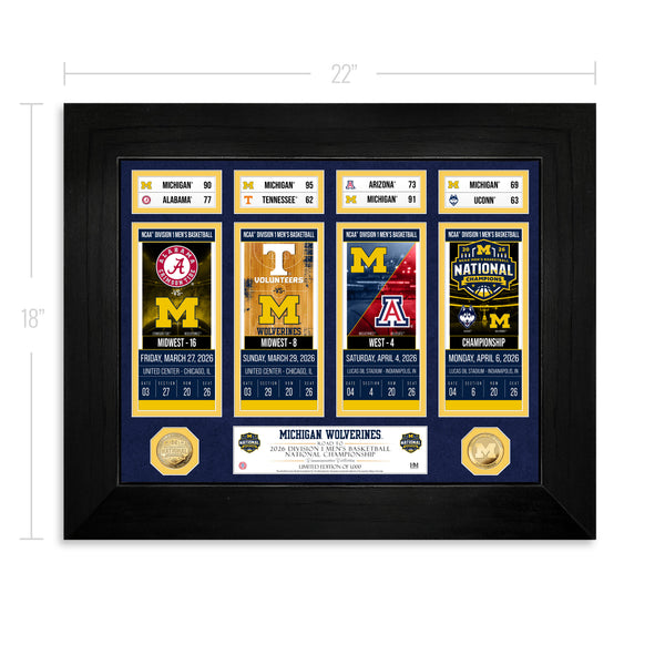 Michigan Wolverines Deluxe 2026 NCAA Men’s Basketball Road to the Championship Ticket Collection Photo Mint