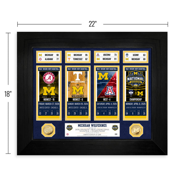 Michigan Wolverines Deluxe 2026 NCAA Men’s Basketball Road to the Championship Ticket Collection Photo Mint