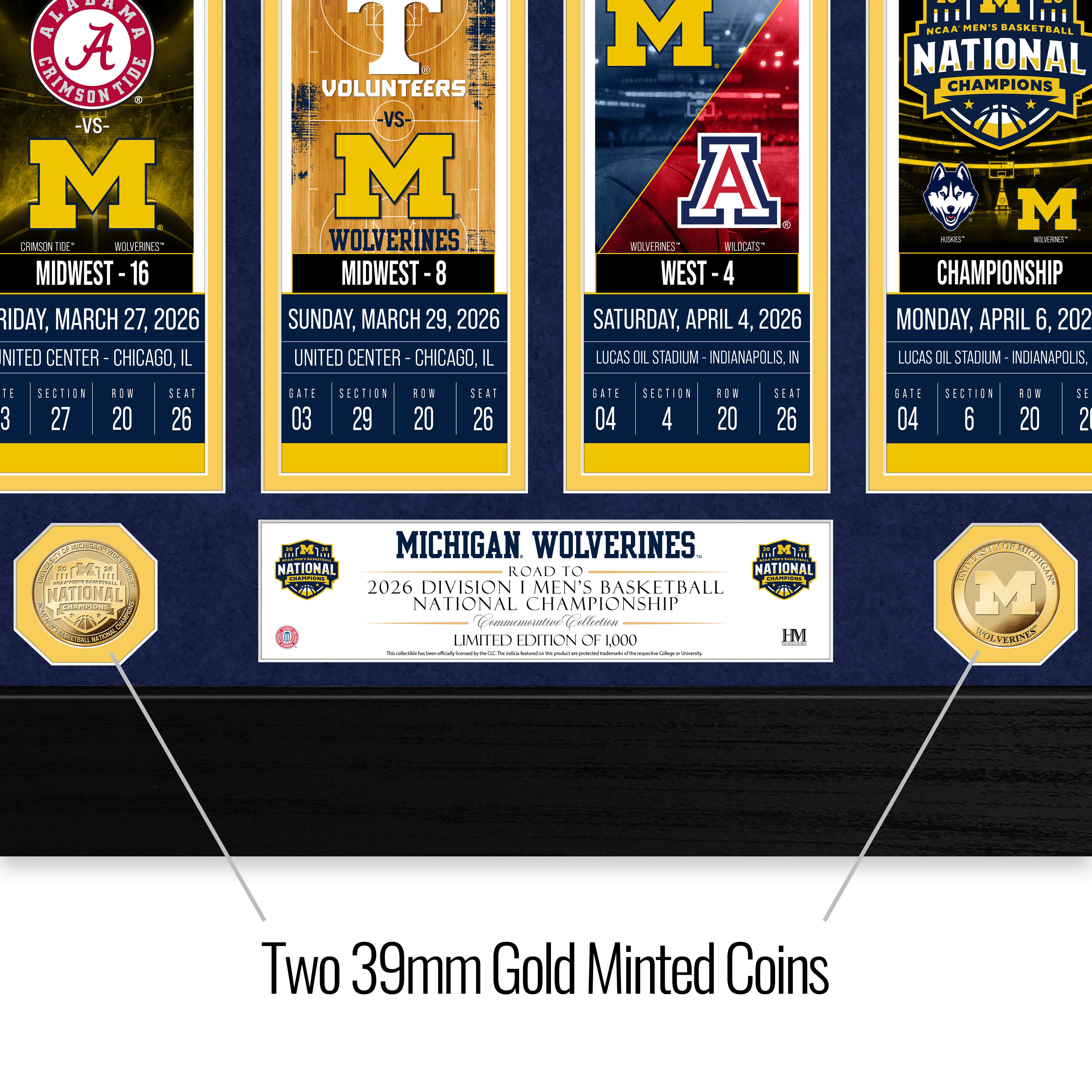 Michigan Wolverines Deluxe 2026 NCAA Men’s Basketball Road to the Championship Ticket Collection Photo Mint