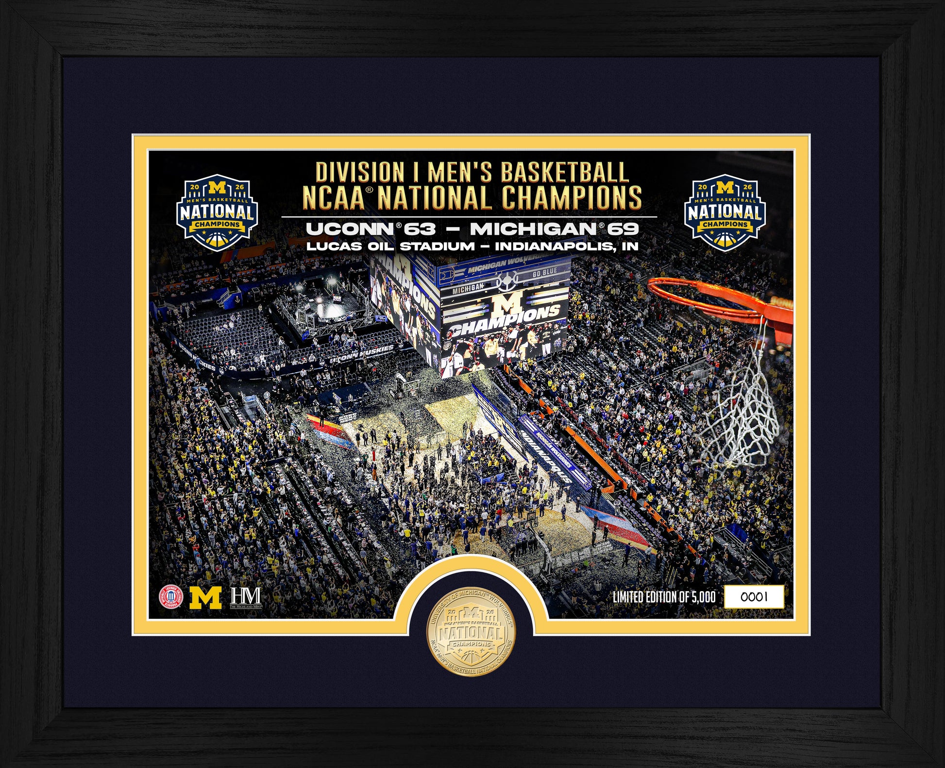 Michigan Wolverines 2026 NCAA Men’s Basketball National Champions Celebration Photo Mint
