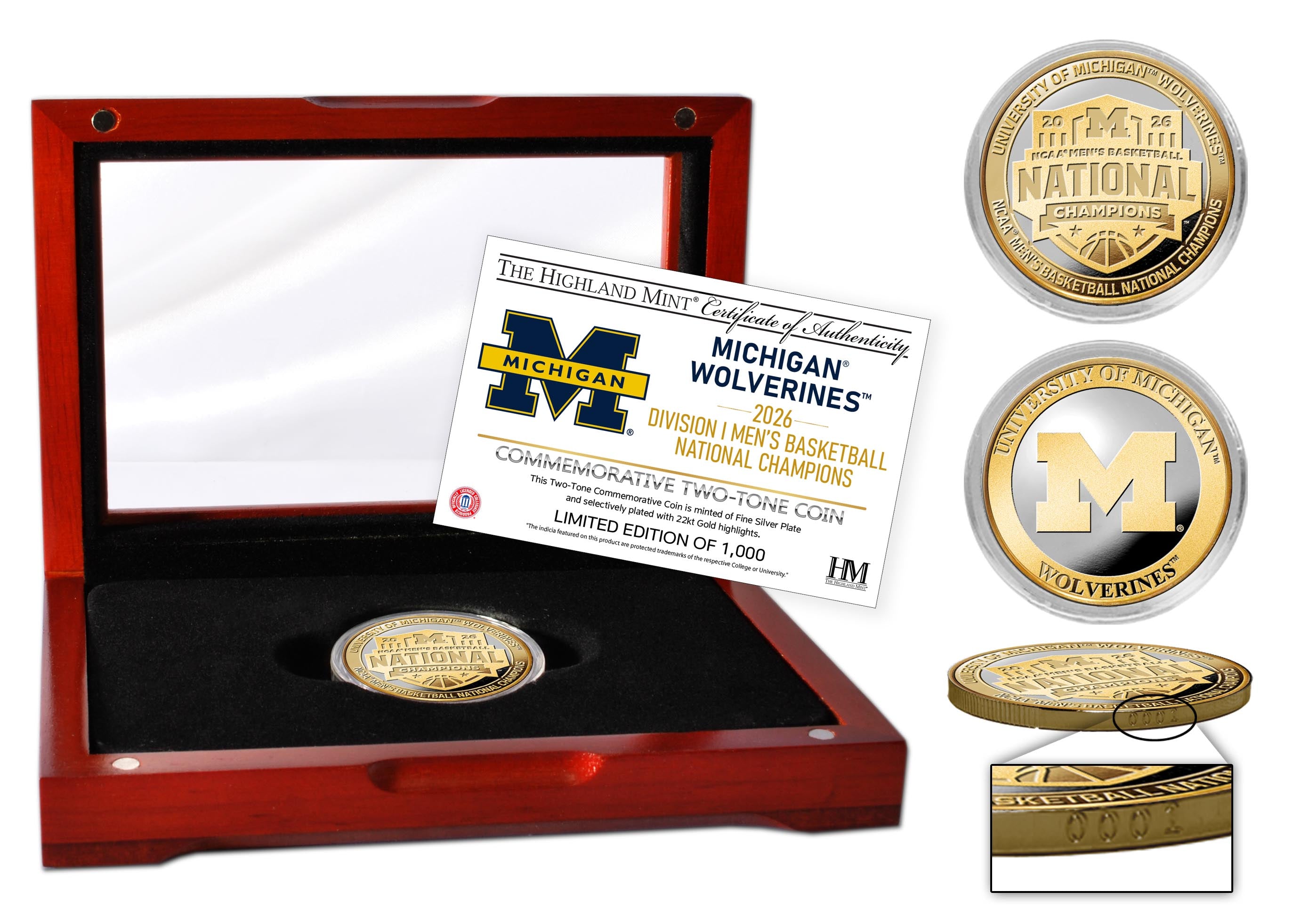 Michigan Wolverines 2026 NCAA Men’s Basketball Champions Two Tone Coin