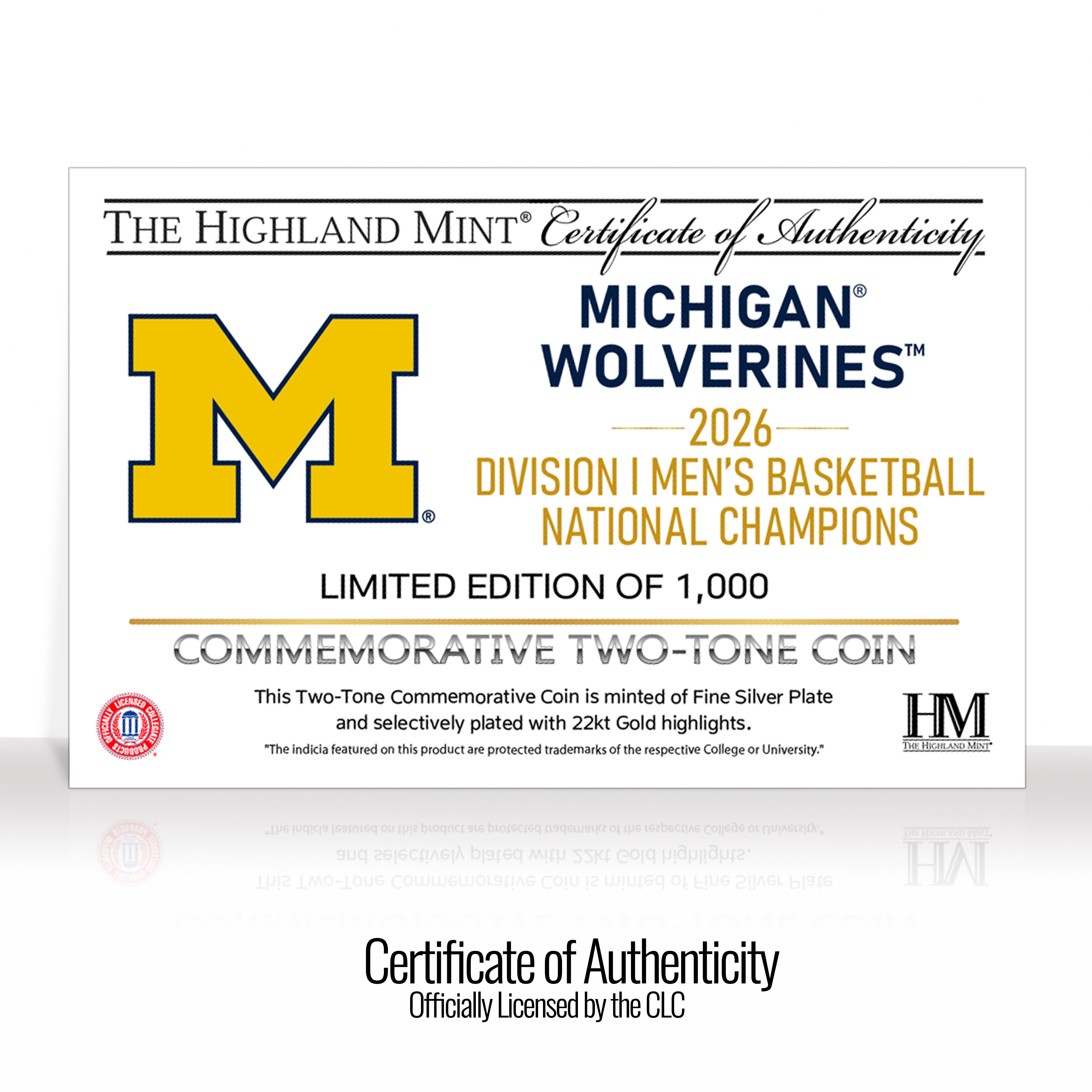 Michigan Wolverines 2026 NCAA Men’s Basketball Champions Two Tone Coin