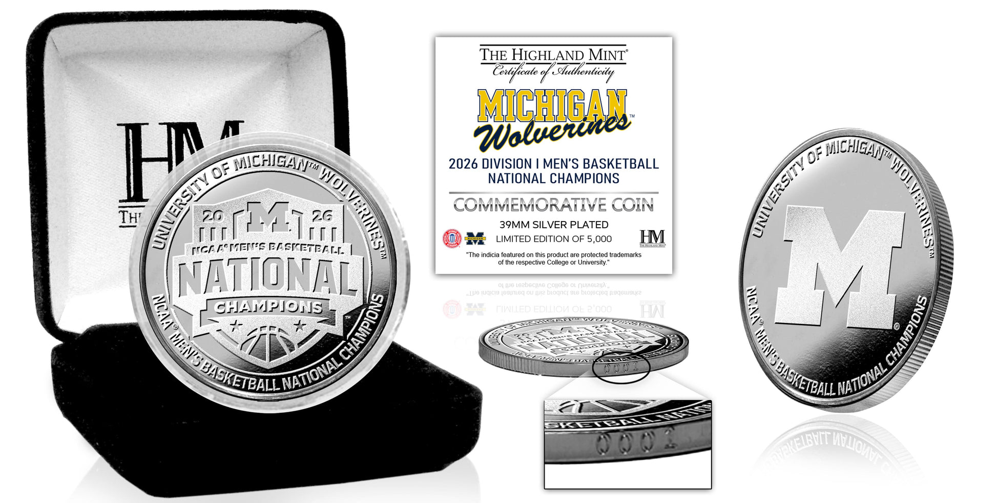 Michigan Wolverines 2026 NCAA Men’s Basketball Champions Silver Plated Coin