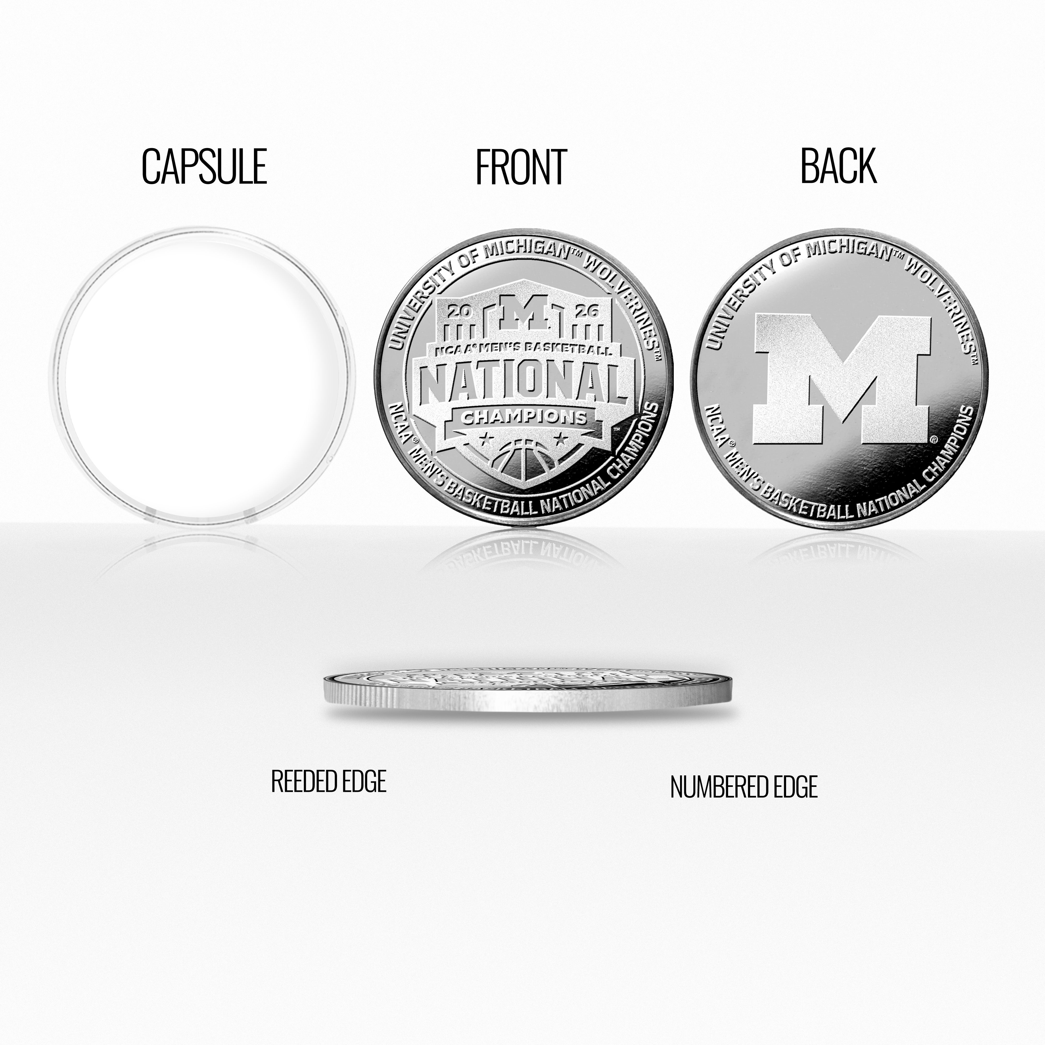 Michigan Wolverines 2026 NCAA Men’s Basketball Champions Silver Plated Coin