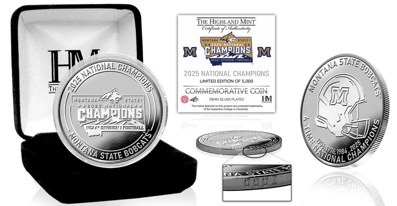 Montana State Bobcats 2025 NCAA Div 1 FCS National Champions Silver Plated Coin