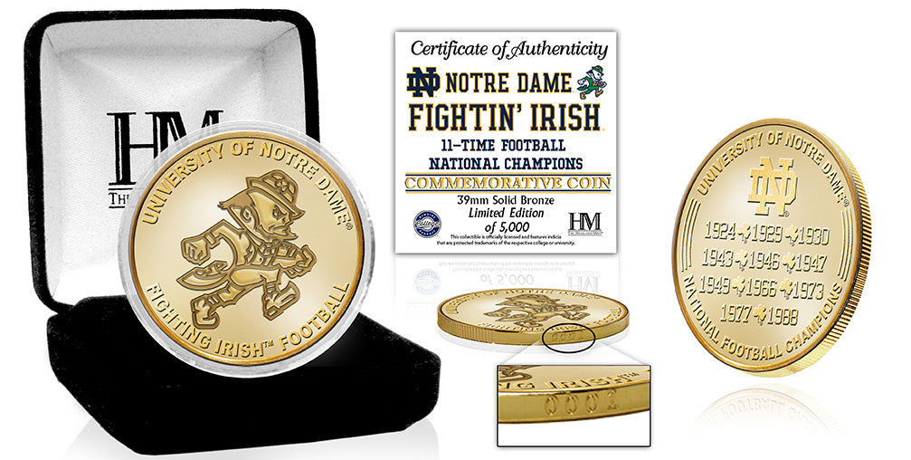 University of Notre Dame 11x Champions Bronze Coin