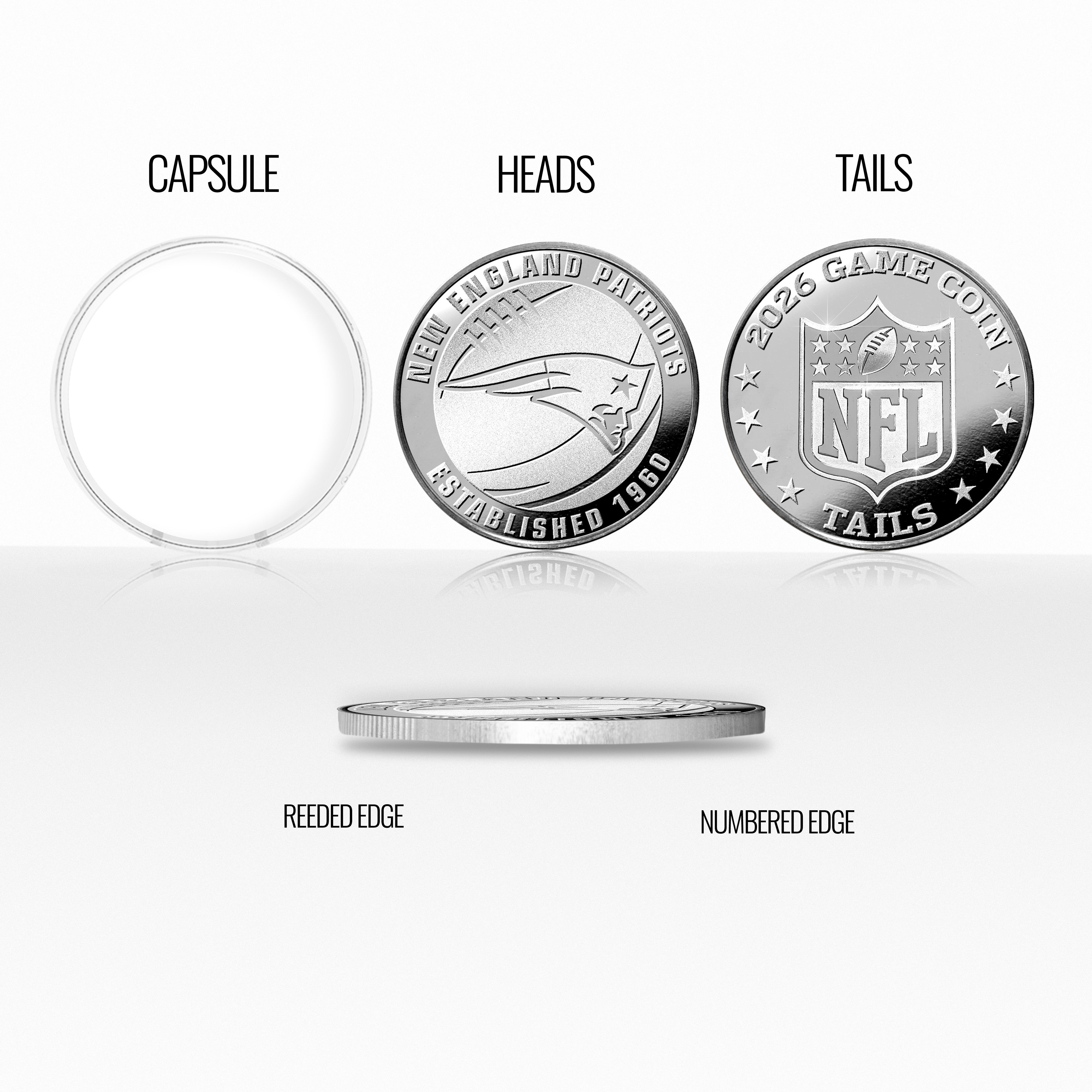 New England Patriots 2026 Silver Plated Game Flip Coin