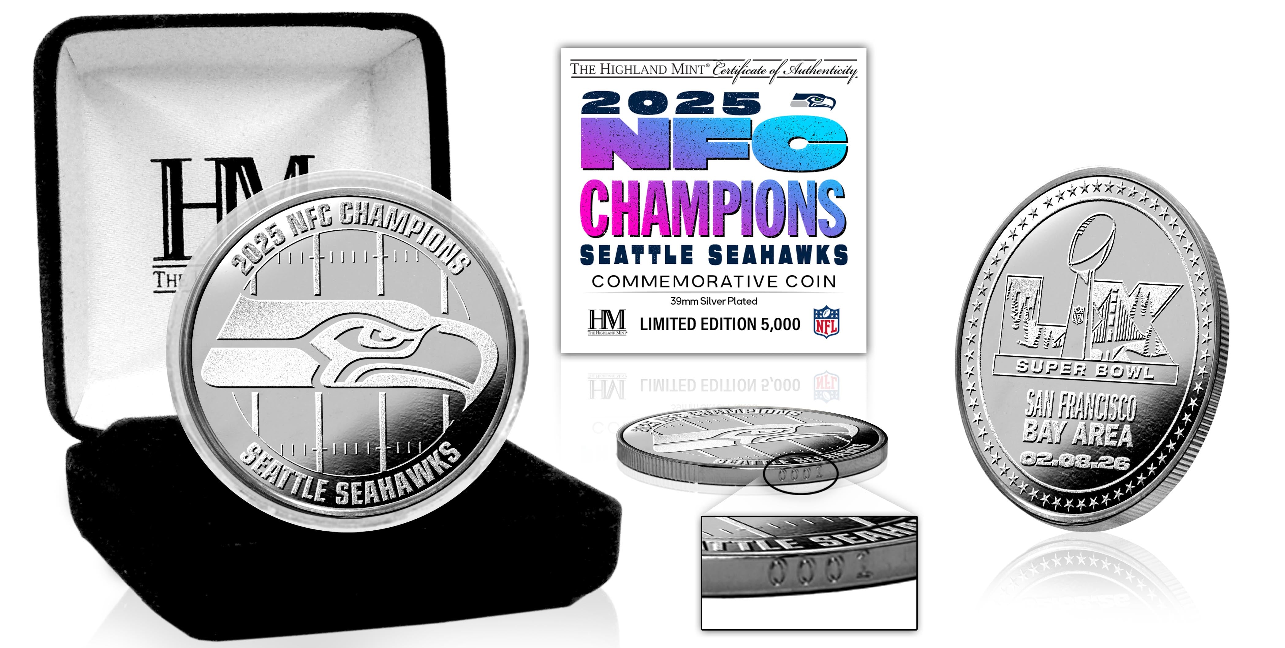 Seattle Seahawks 2026 NFC Champions Silver Plated Coin