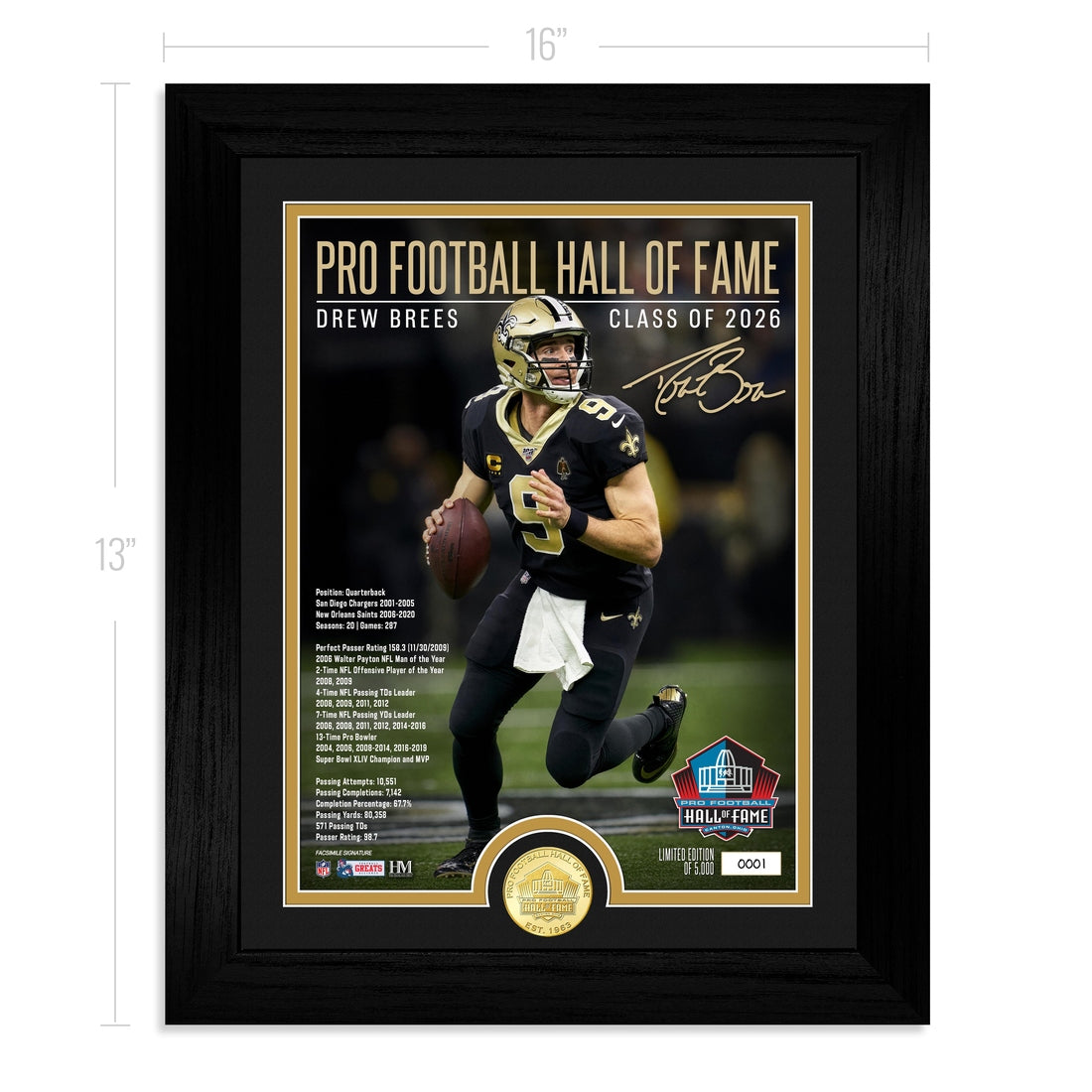Drew Brees 2026 NFL Hall of Fame Induction Bronze Coin Photo Mint