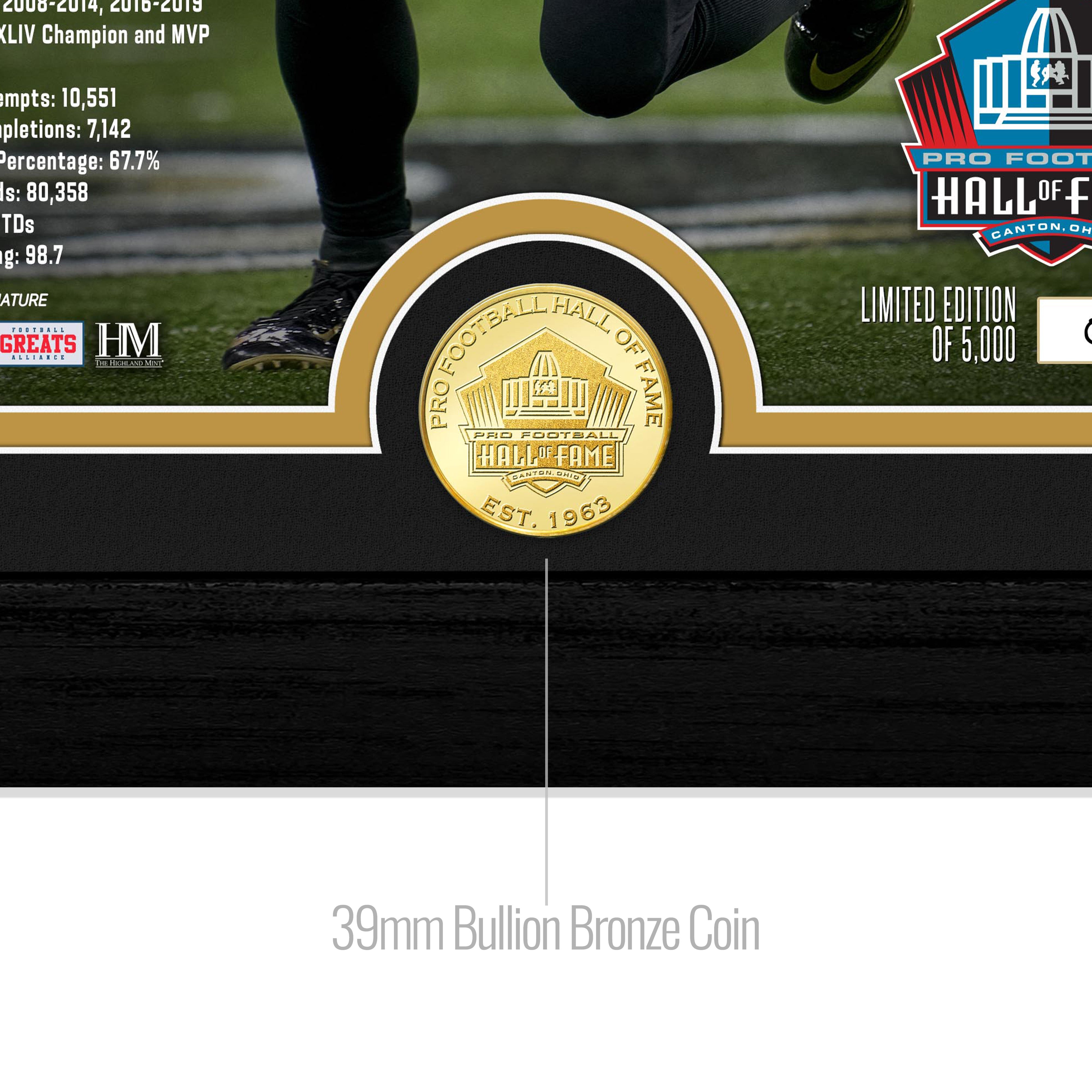 Drew Brees 2026 NFL Hall of Fame Induction Bronze Coin Photo Mint