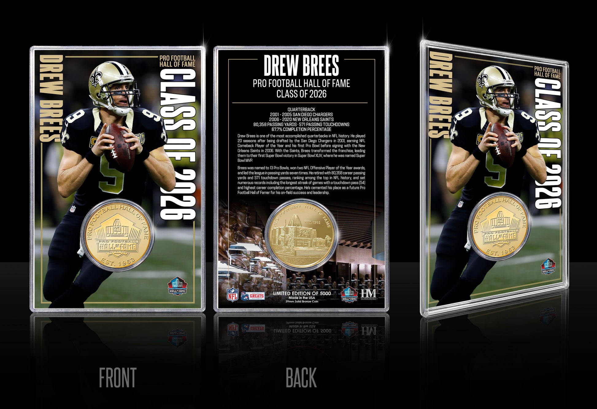 Drew Brees 2026 NFL Hall of Fame Induction Bronze Coin Card