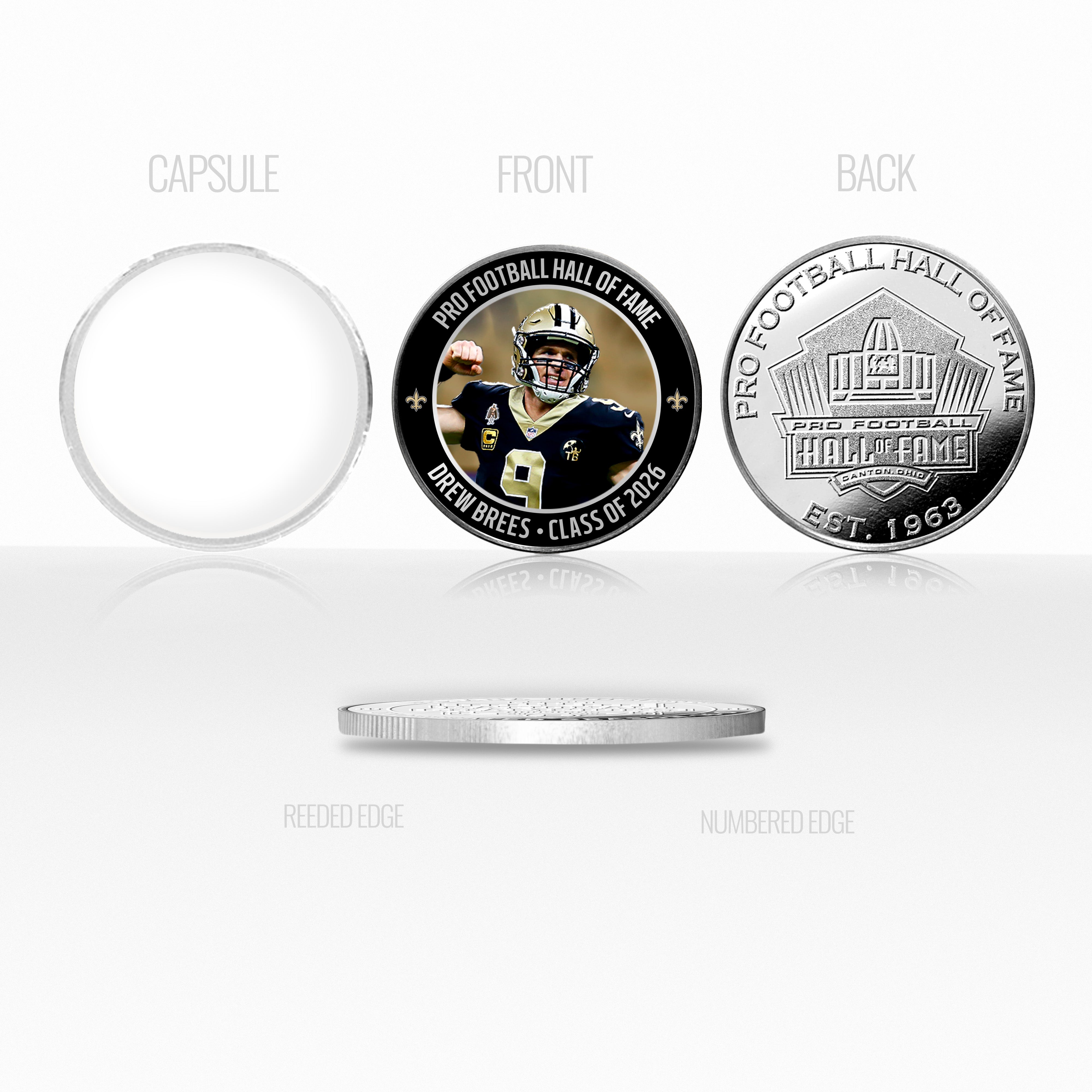 Drew Brees 2026 NFL Hall of Fame Induction Silver Plated Coin