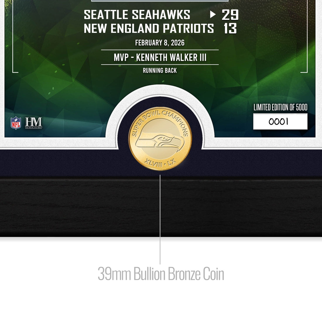 Seattle Seahawks 2-time Super Bowl Champions Legacy Bronze Coin Photo Mint