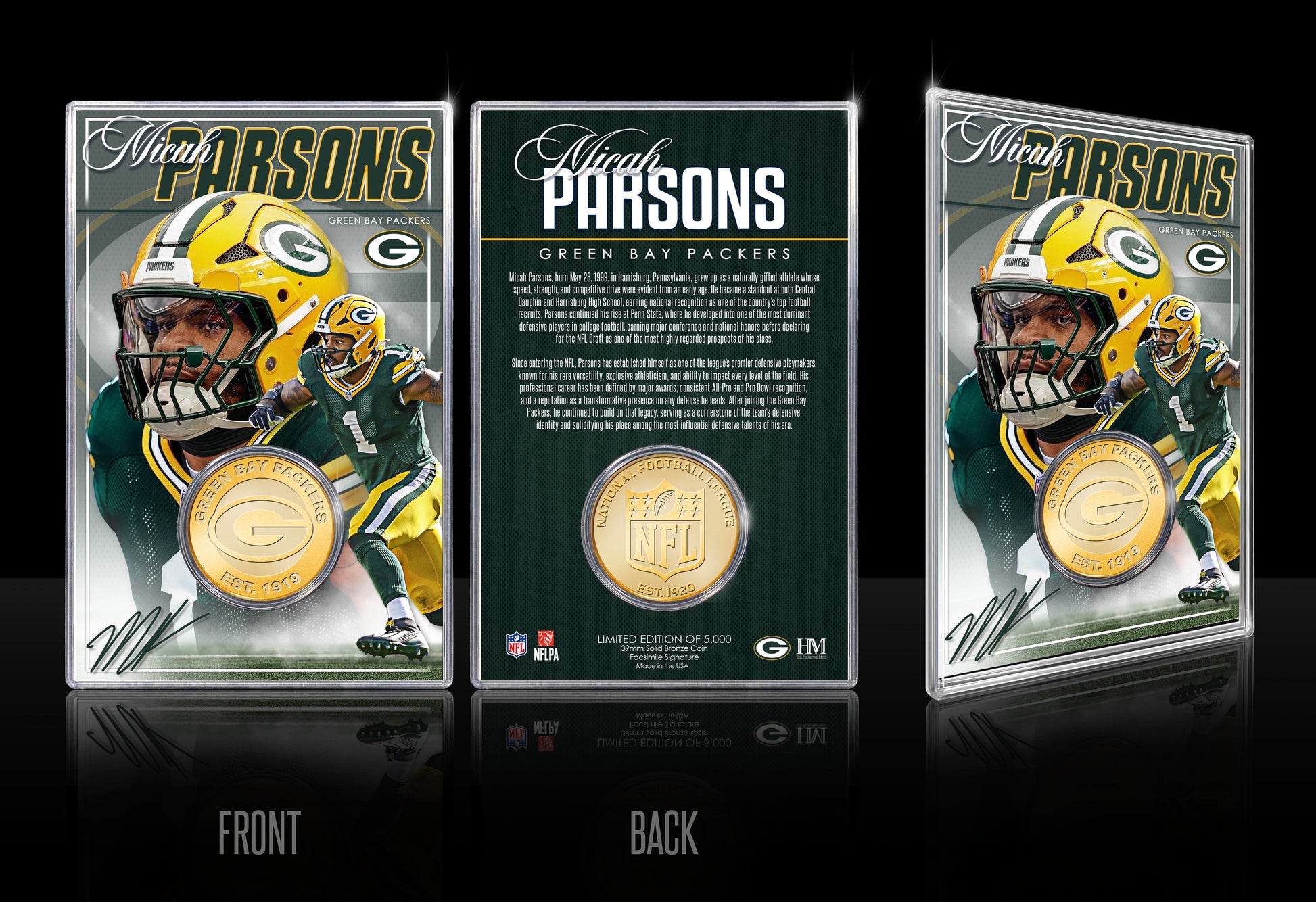 Micah Parsons Green Bay Packers Bronze Coin Card