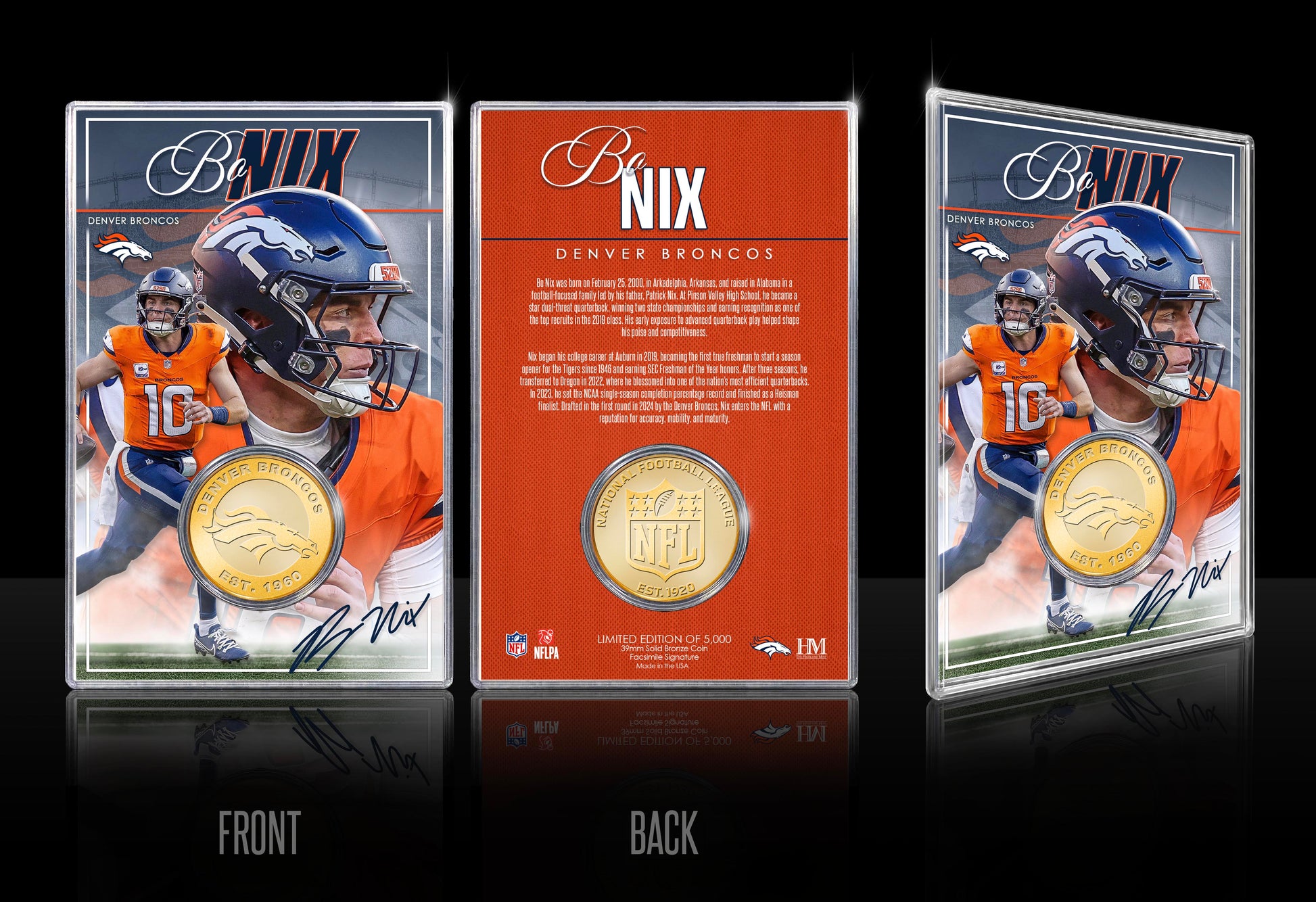 Bo Nix Denver Broncos Bronze Coin Card