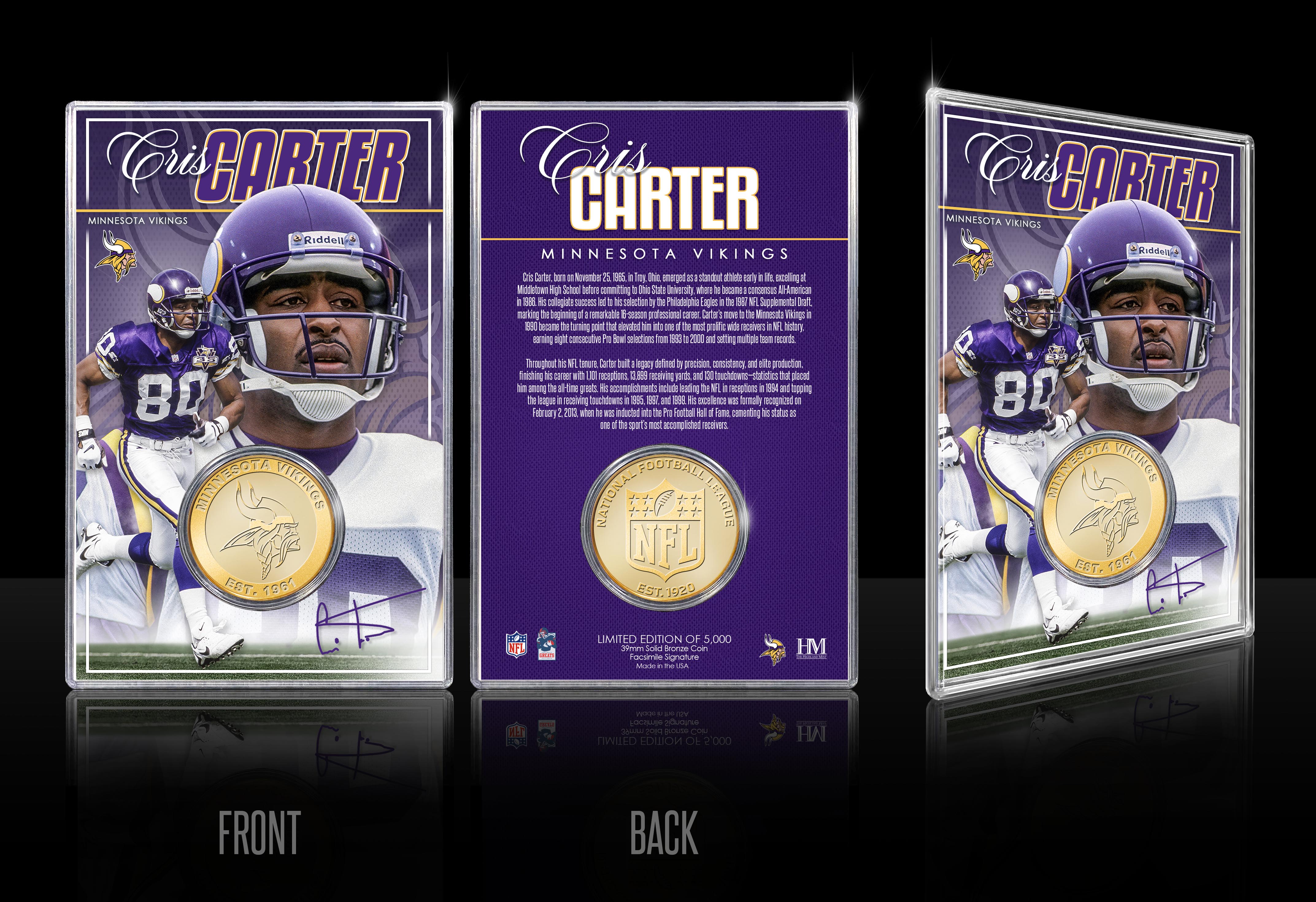 Cris Carter Minnesota Vikings Bronze Coin Card
