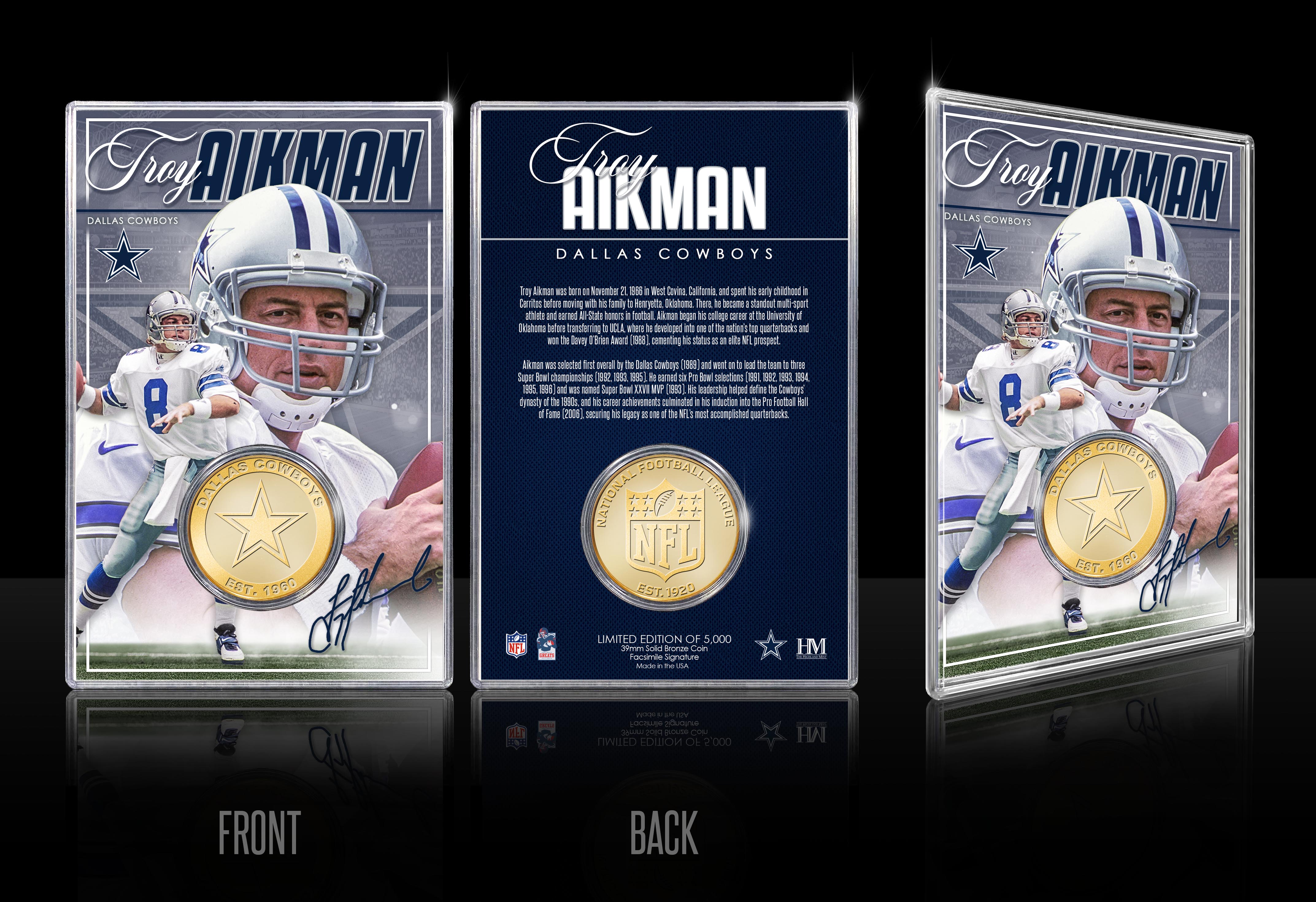 Troy Aikman Dallas Cowboys Bronze Coin Card – The Highland Mint