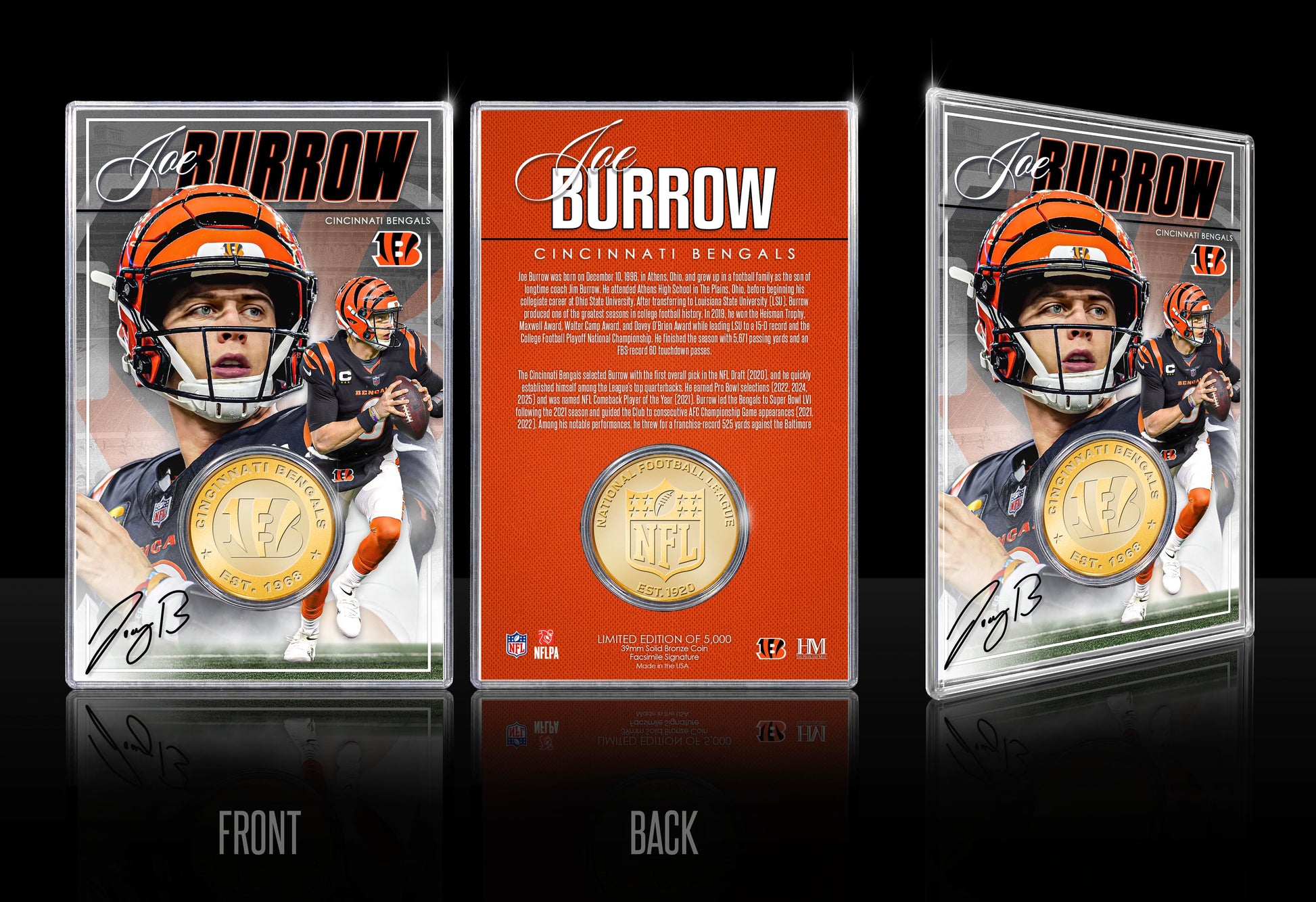 Joe Burrow Cincinnati Bengals Bronze Coin Card