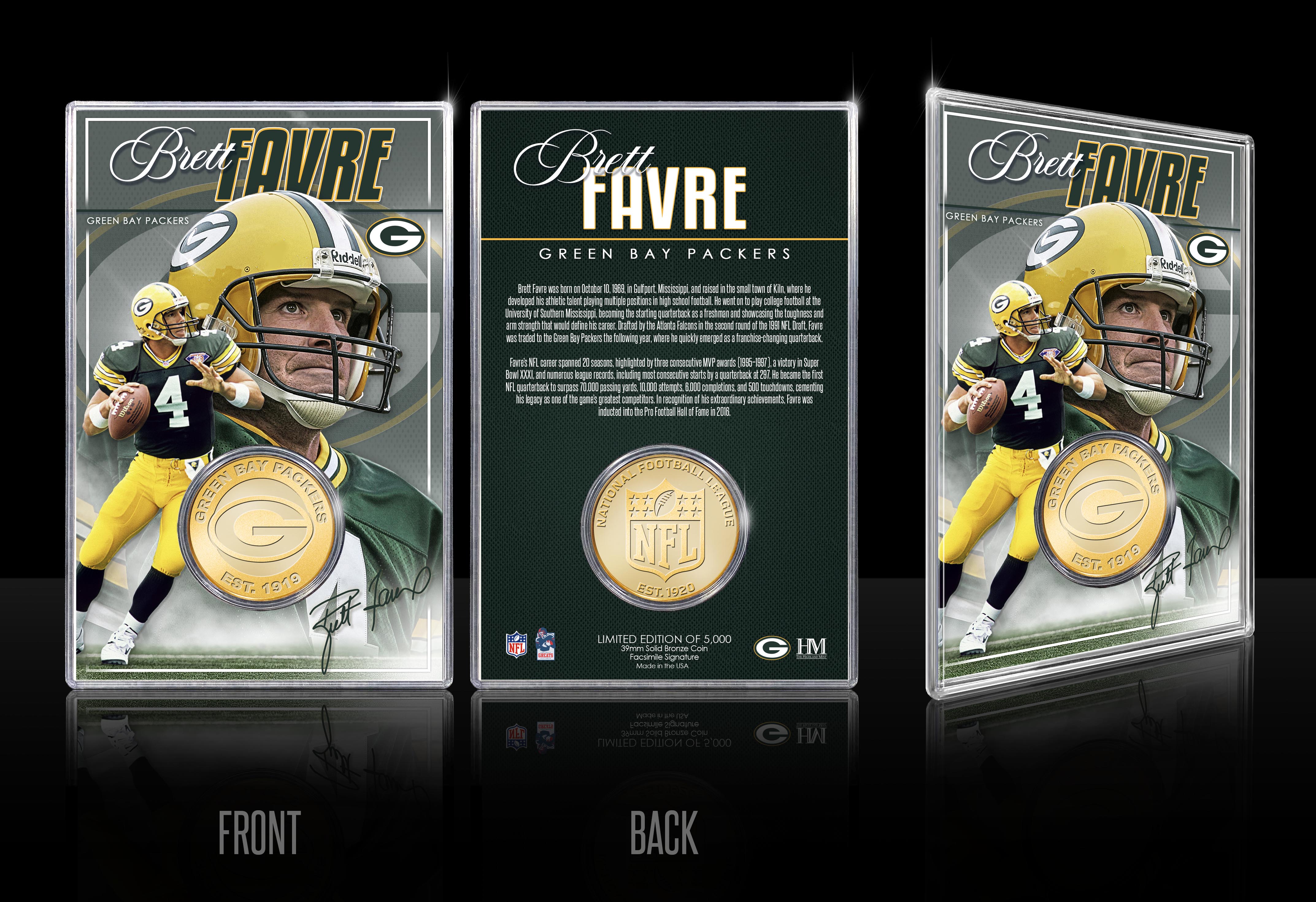 Brett Favre Green Bay Packers Bronze Coin Card