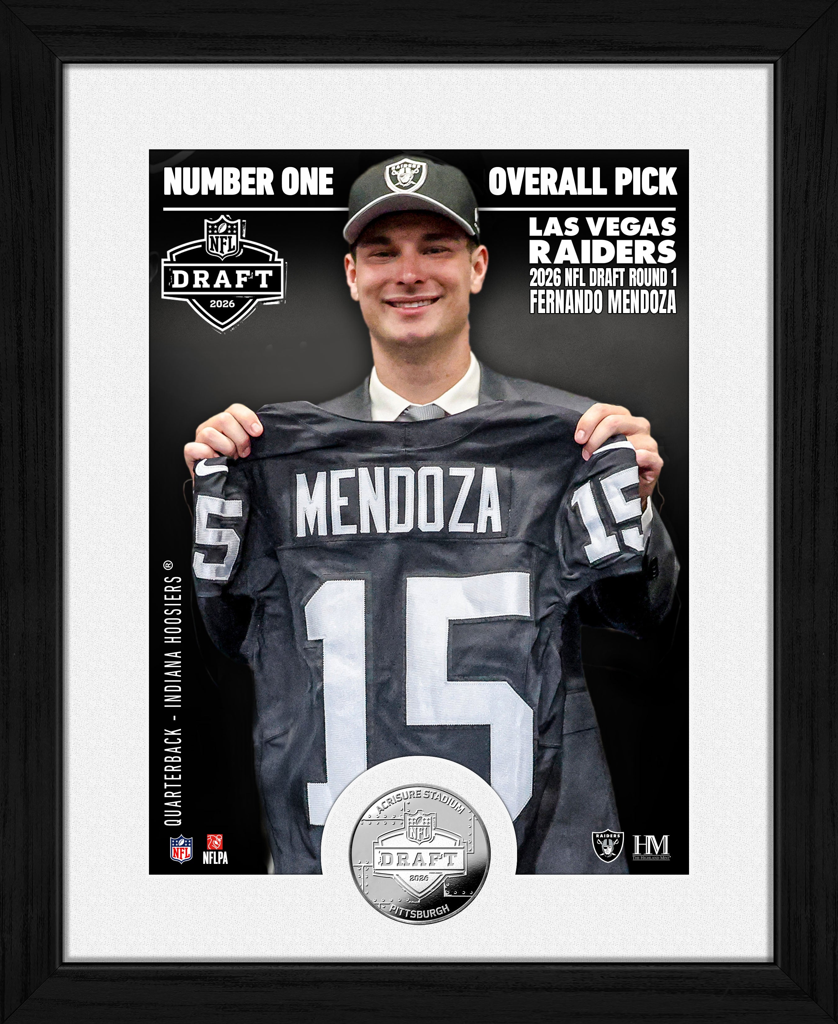 Fernando Mendoza Las Vegas Raiders 2026 NFL Draft Silver Coin Photo Mint