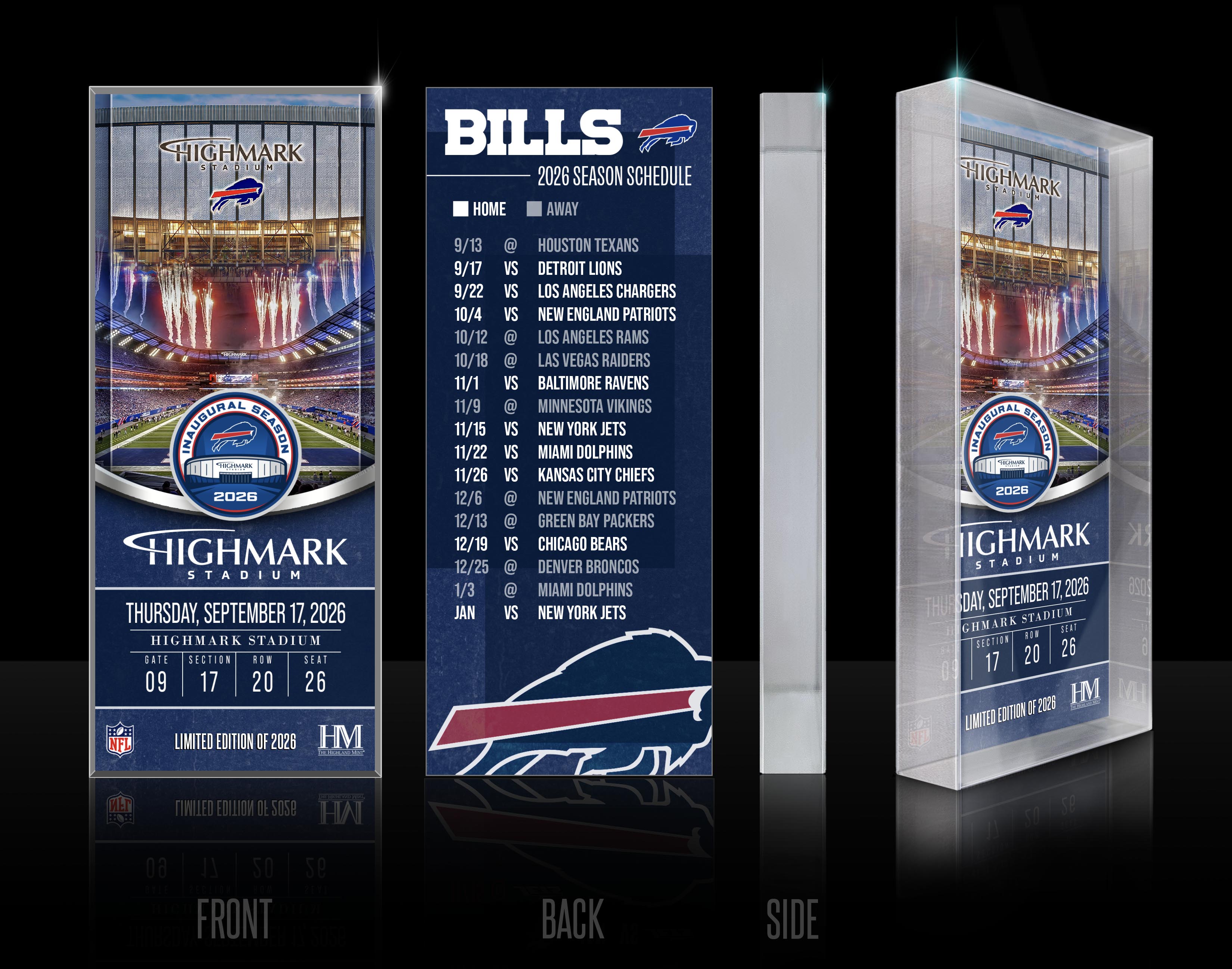 Buffalo Bills Highmark Stadium Inaugural Season Ticket Acrylic BlocKart