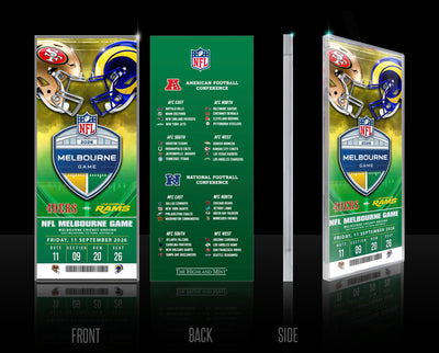 2026 NFL International Games 49ers vs Rams Melbourne Acrylic Ticket