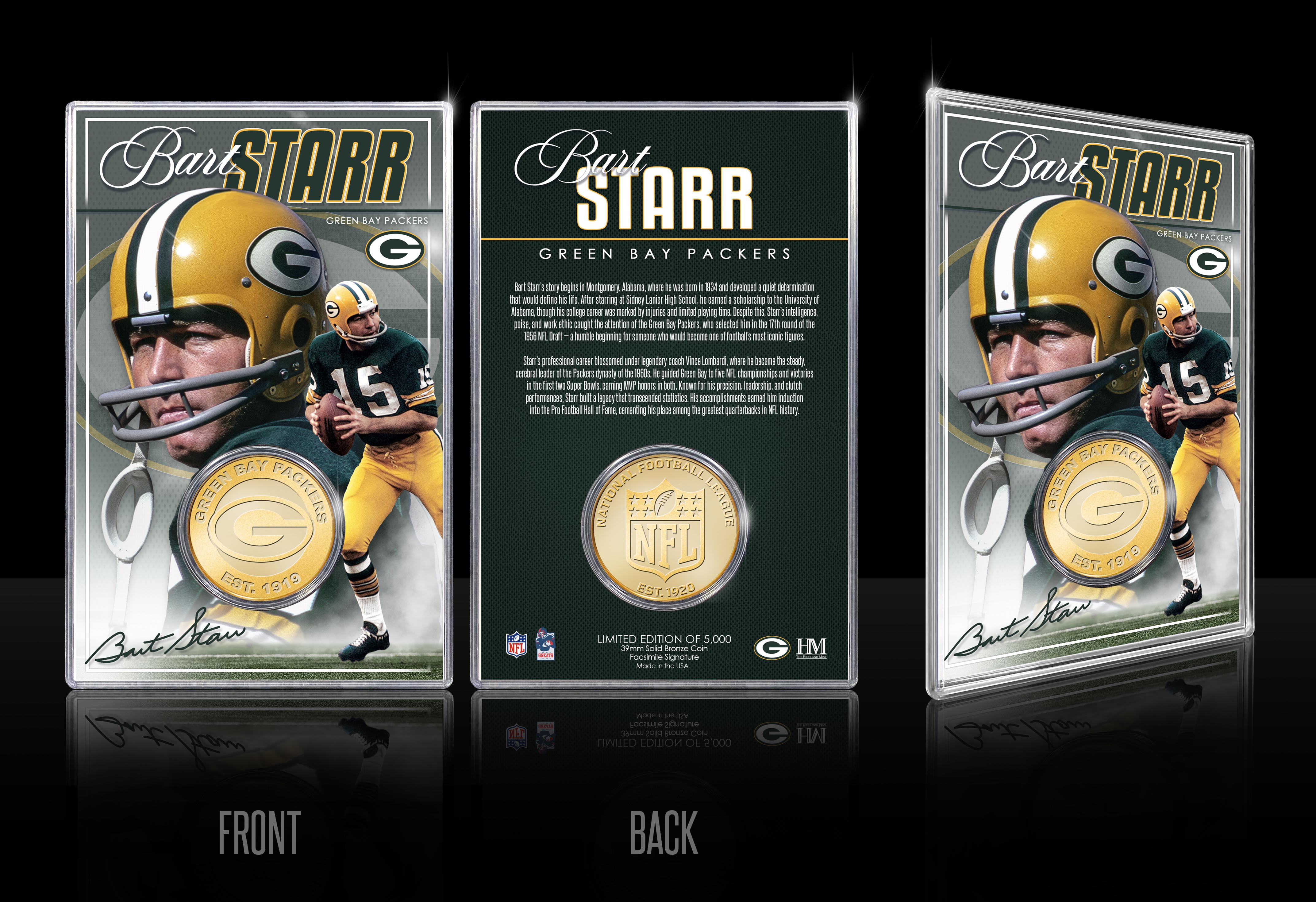 Bart Starr Green Bay Packers Bronze Coin Card