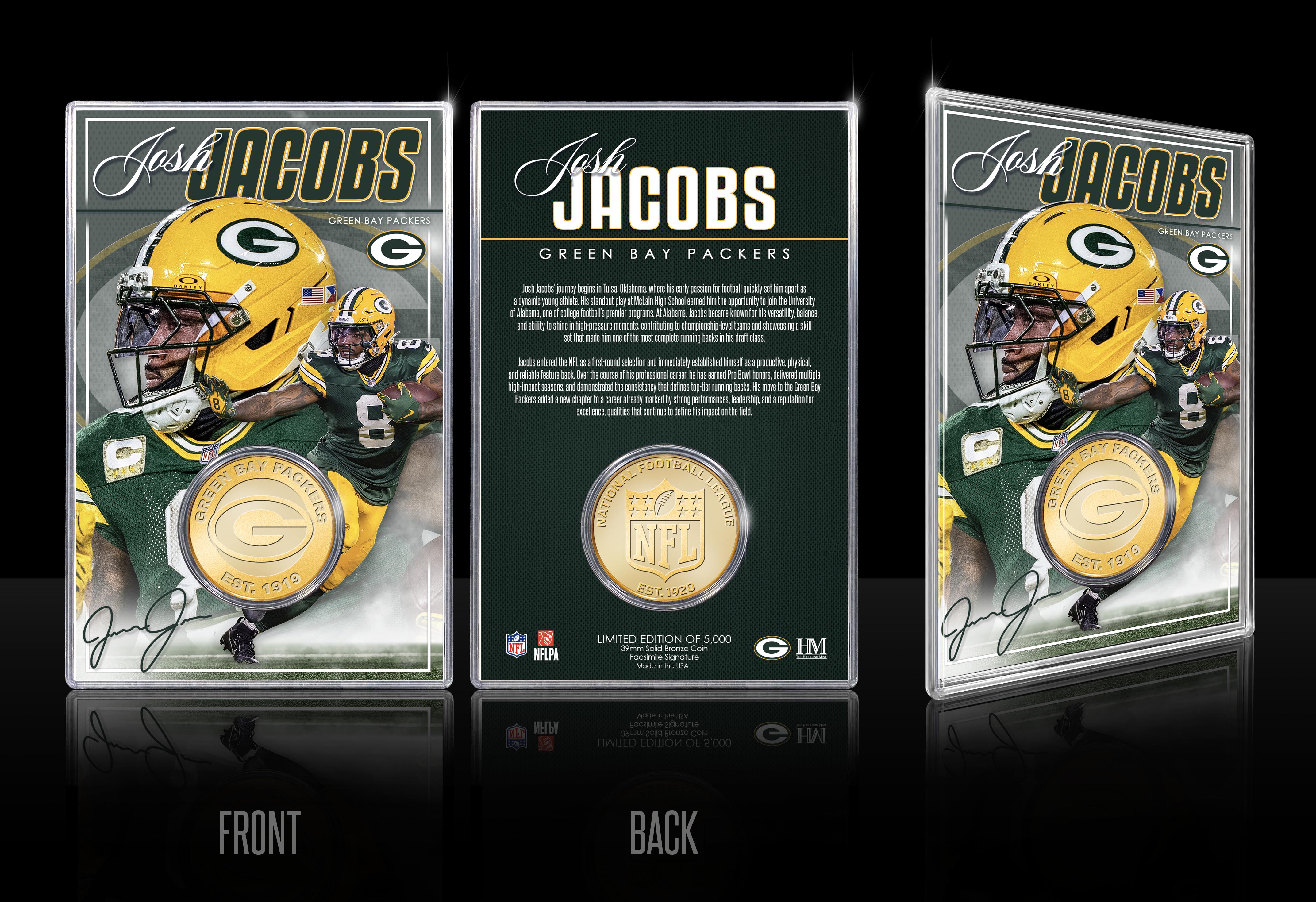 Josh Jacobs Green Bay Packers Bronze Coin Card