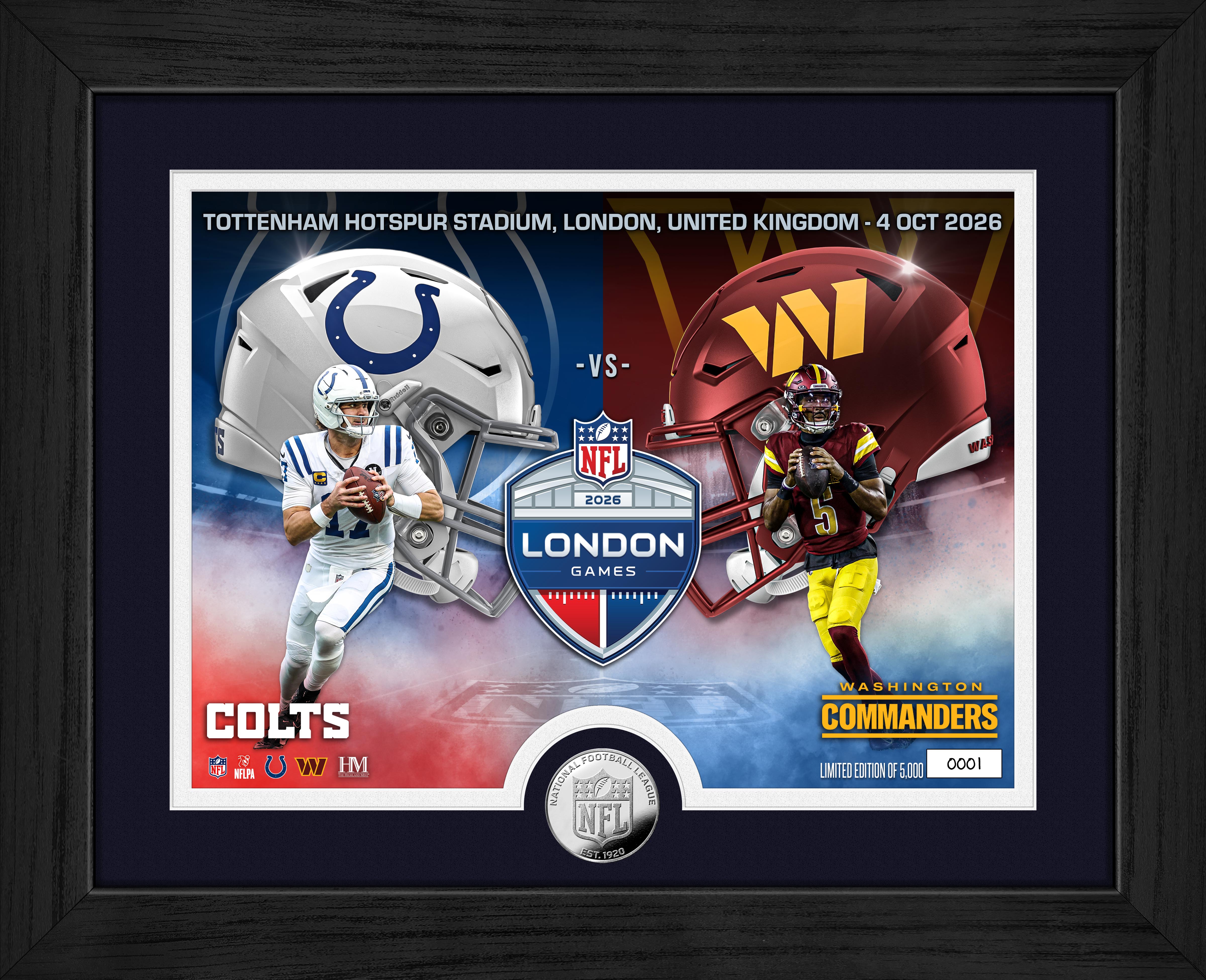 2026 NFL International Games Week 4 Colts vs Commanders London Silver Coin Photo Mint