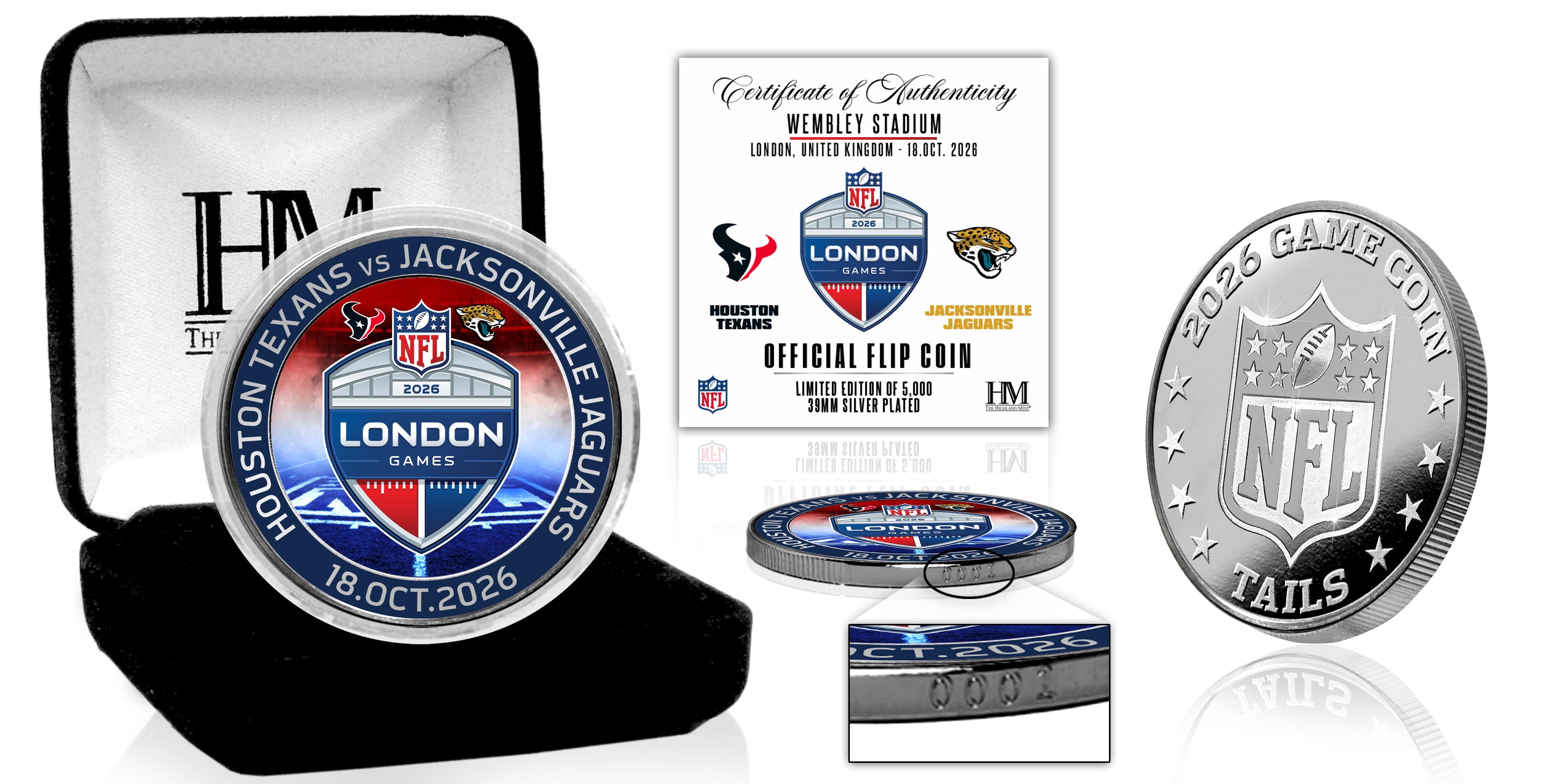 2026 NFL International Games Texans vs Jaguars London Color Silver Flip Coin