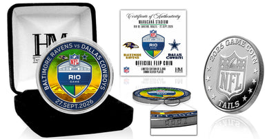 2026 NFL International Games Ravens vs Cowboys Rio Color Silver Flip Coin