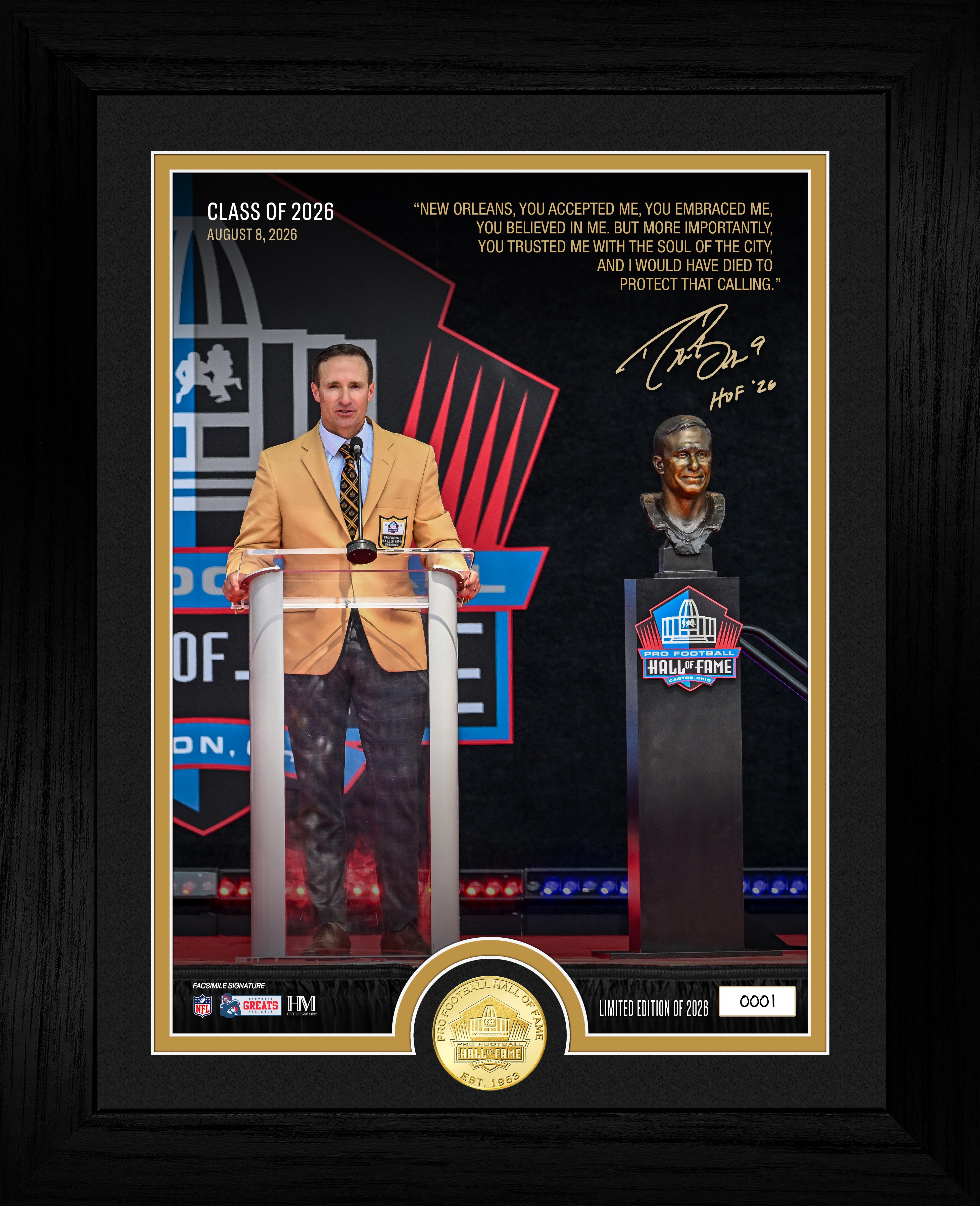 Drew Brees Pro Football Hall of Fame Induction Bronze Coin Photo Mint