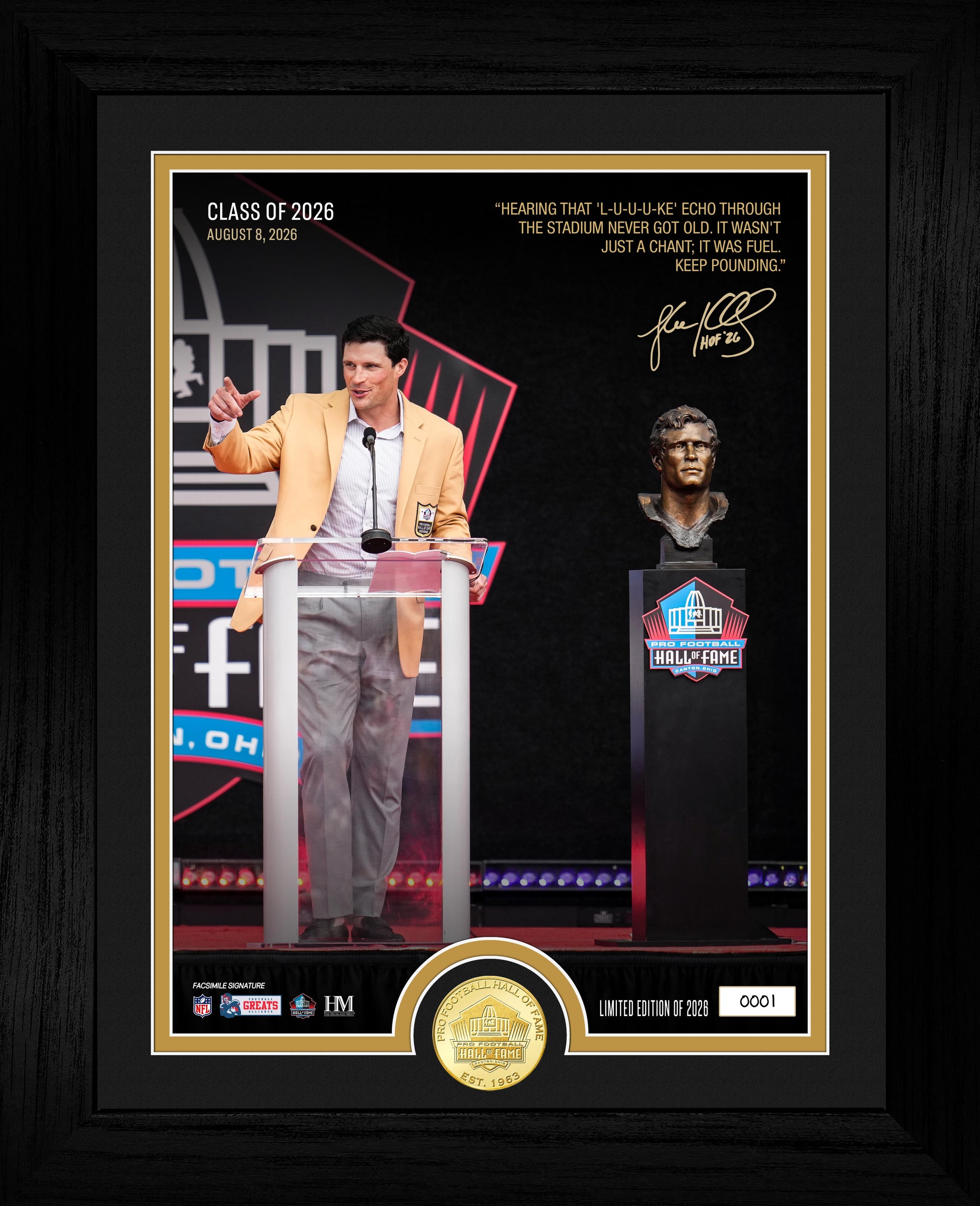Luke Kuechly Pro Football Hall of Fame Induction Bronze Coin Photo Mint