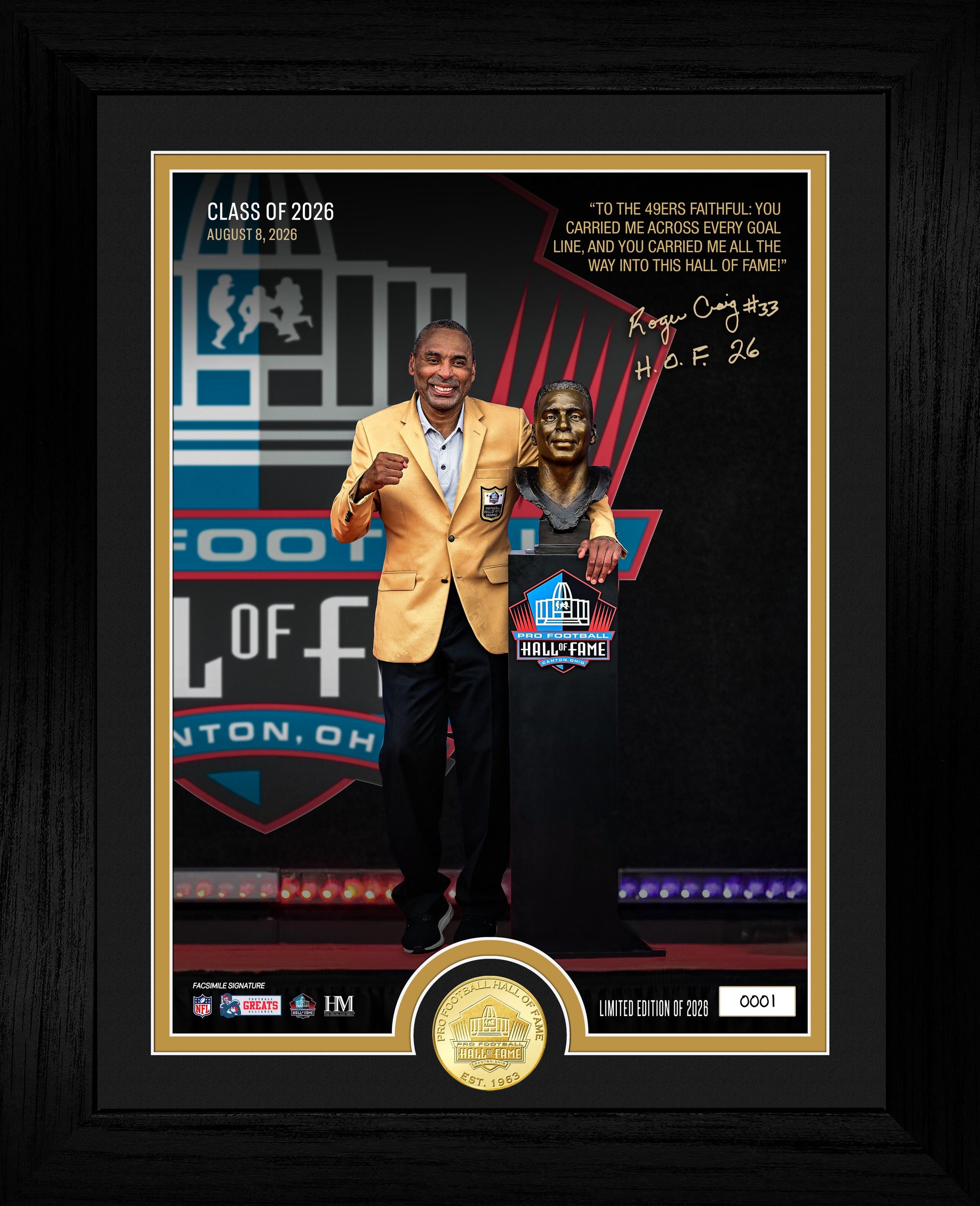 Roger Craig Pro Football Hall of Fame Induction Bronze Coin Photo Mint