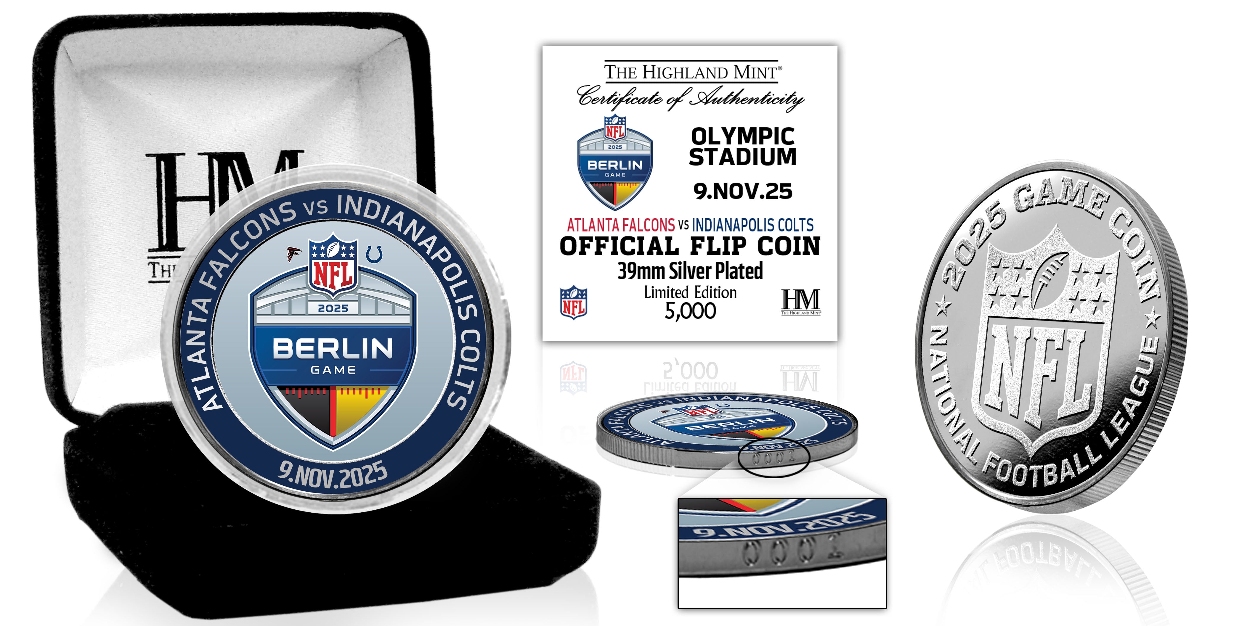 Atlanta Falcons vs. Indianapolis Colts 2025 Berlin International Game Silver Color Coin