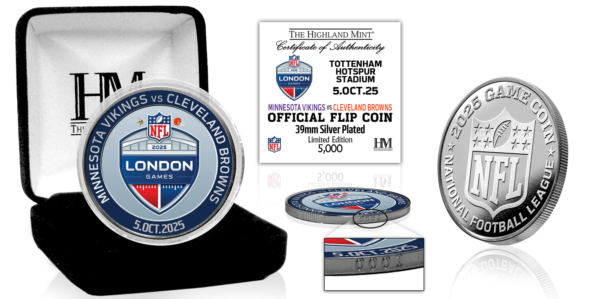 Minnesota Vikings vs. Cleveland Browns 2025 London International Game Silver Color Coin