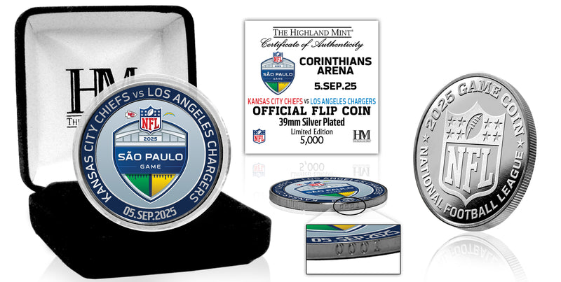 Kansas City Chiefs vs. Los Angeles Chargers 2025 Sao Paulo International Game Silver Color Coin