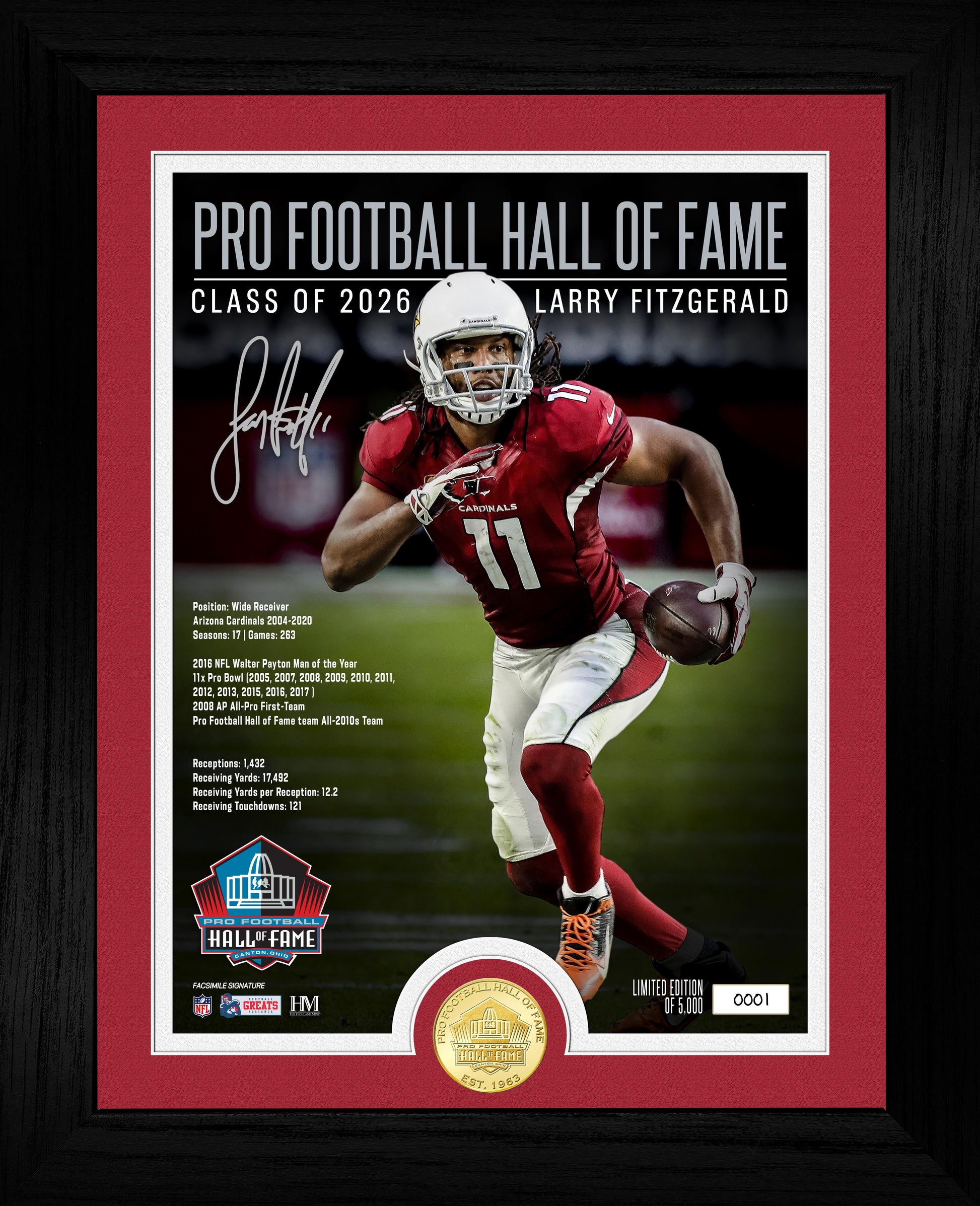 Larry Fitzgerald 2026 NFL Hall of Fame Induction Bronze Coin Photo Mint
