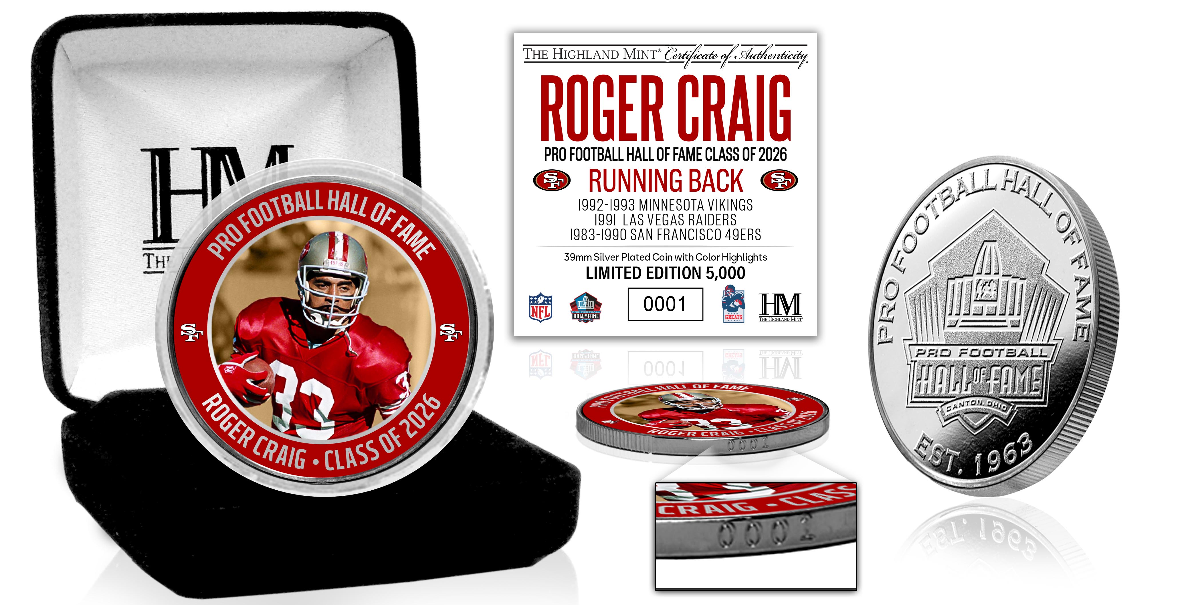 Roger Craig 2026 NFL Hall of Fame Induction Silver Plated Coin