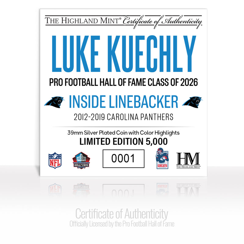Luke Kuechly 2026 NFL Hall of Fame Induction Silver Plated Coin