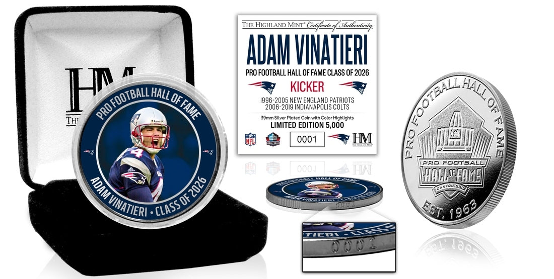 Adam Vinatieri Patriots 2026 NFL Hall of Fame Induction Silver Plated Coin
