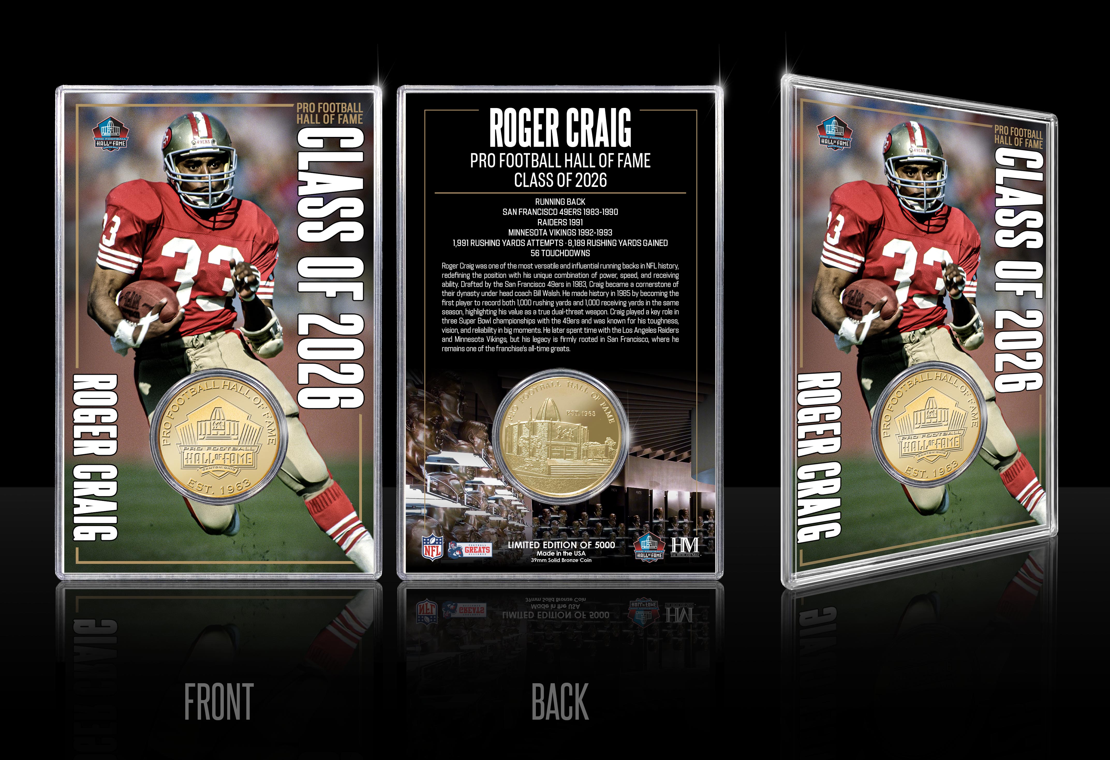 Roger Craig 2026 NFL Hall of Fame Induction Bronze Coin Card