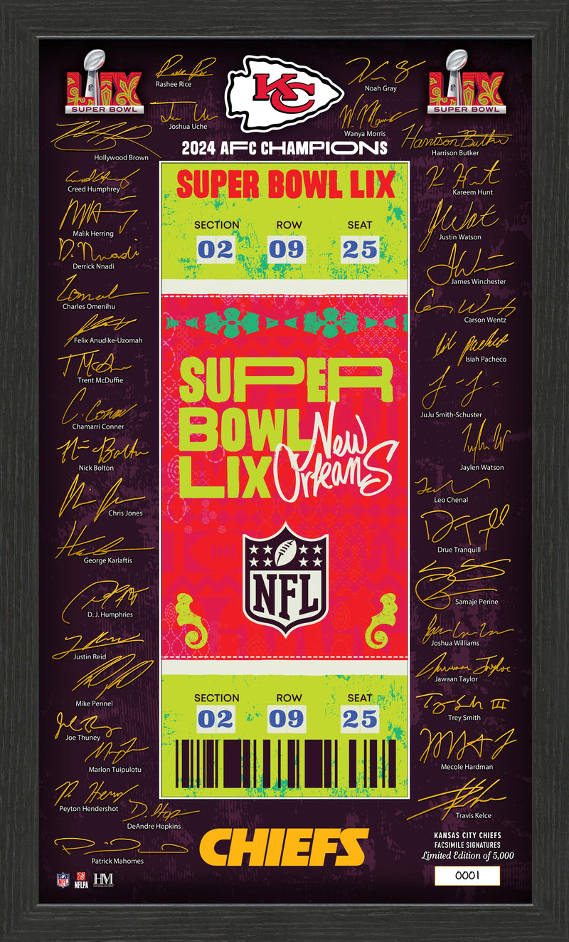 Kansas City Chiefs Super Bowl LIX Signature Ticket Frame - Framed