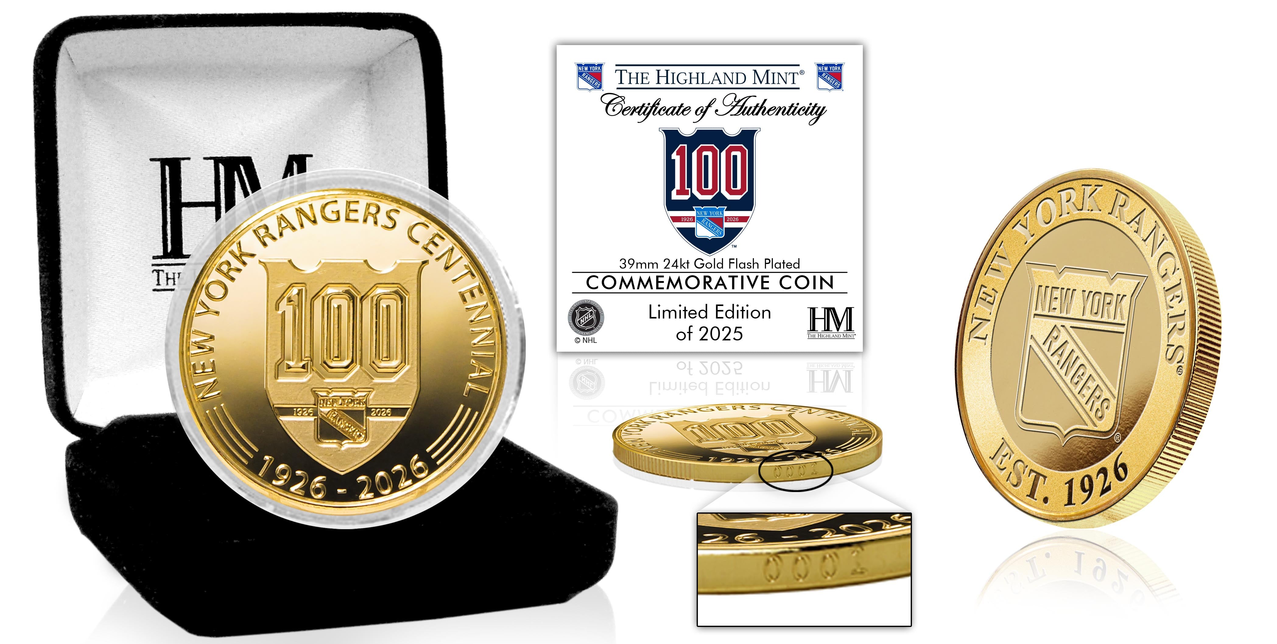 New York Rangers 100th Anniversary Gold Coin 