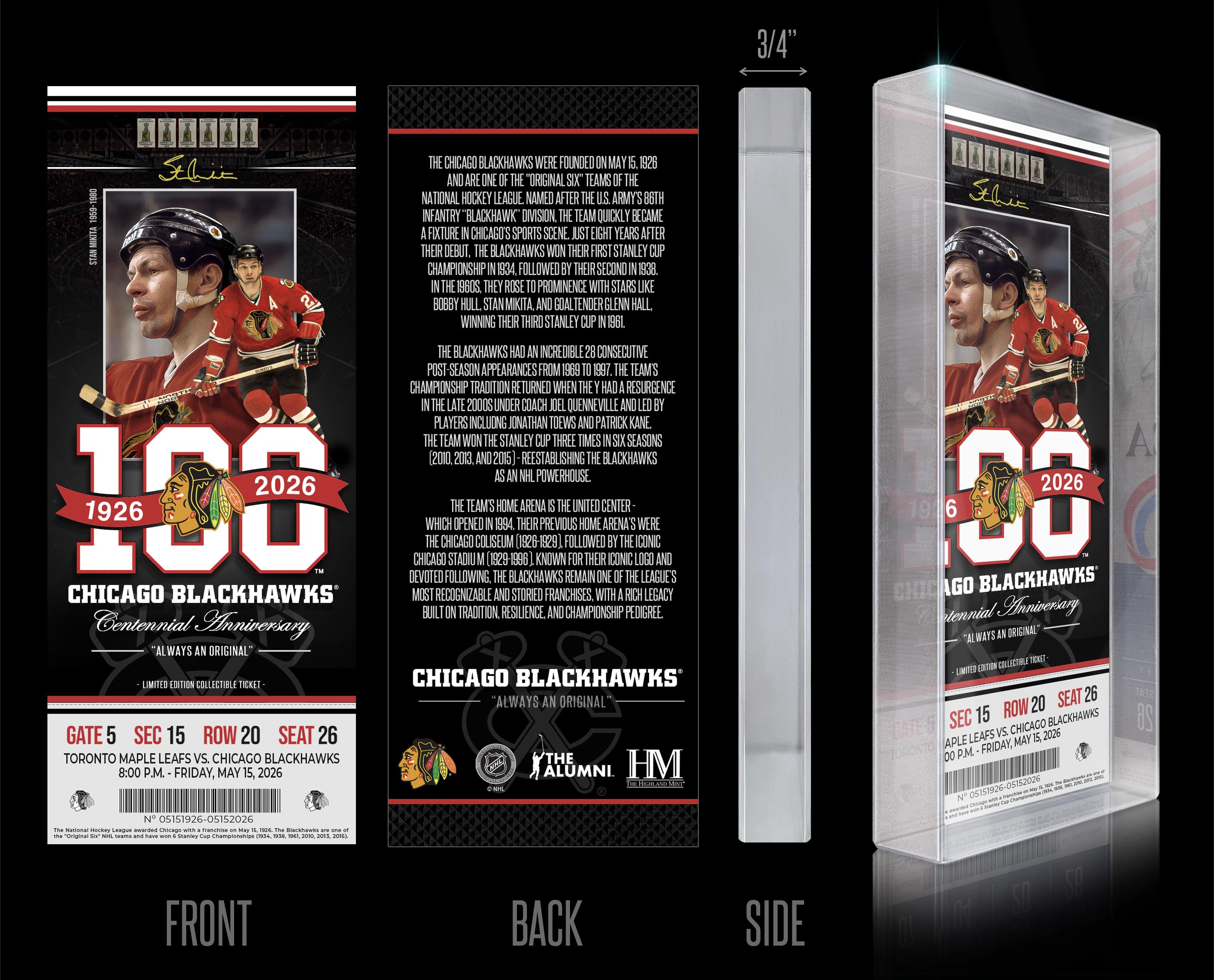 Chicago Blackhawks 100th Anniversary 3D Acrylic BlocKart