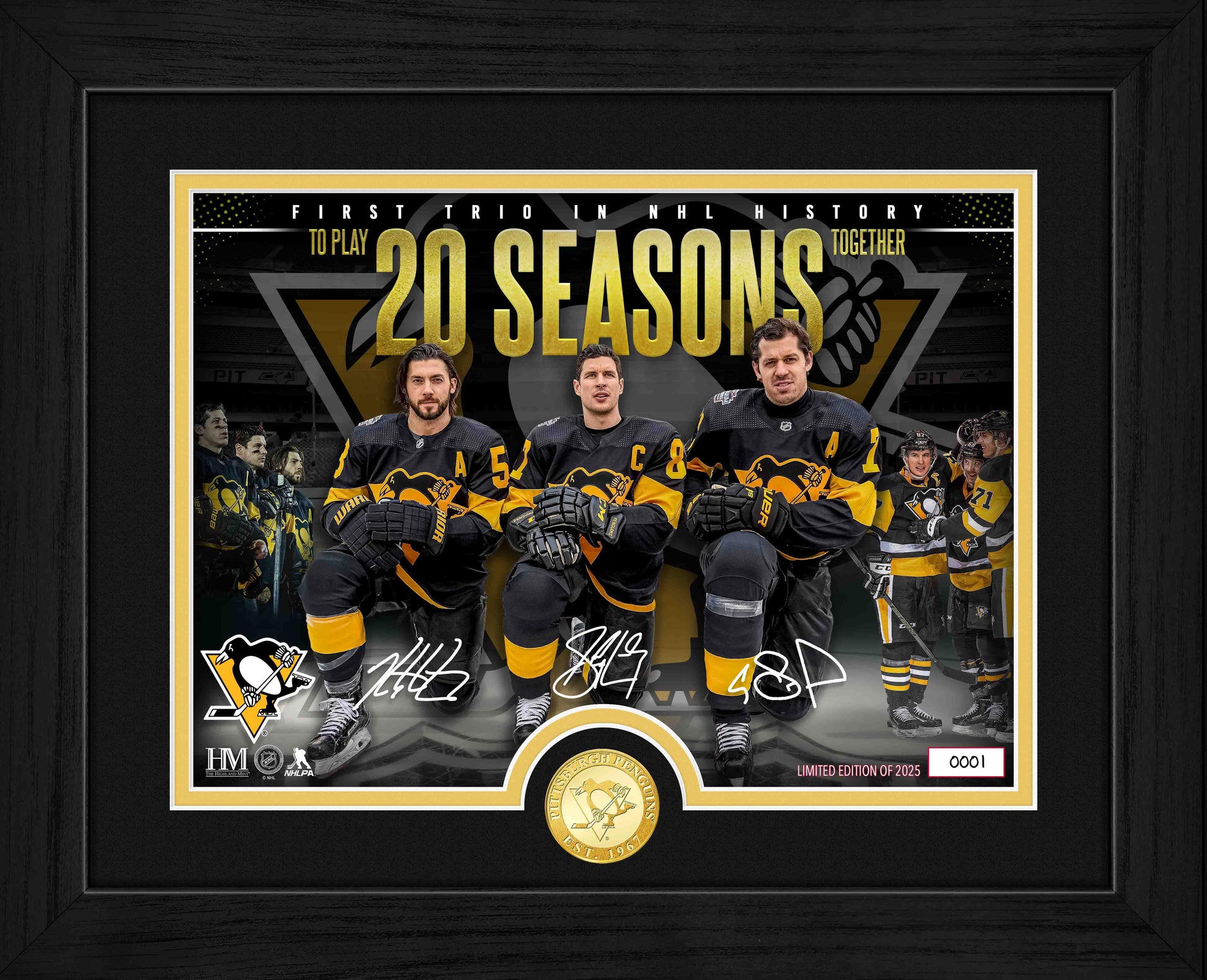 Pittsburgh Penguins First Trio to Play 20 Seasons Bronze Coin Photo Mint