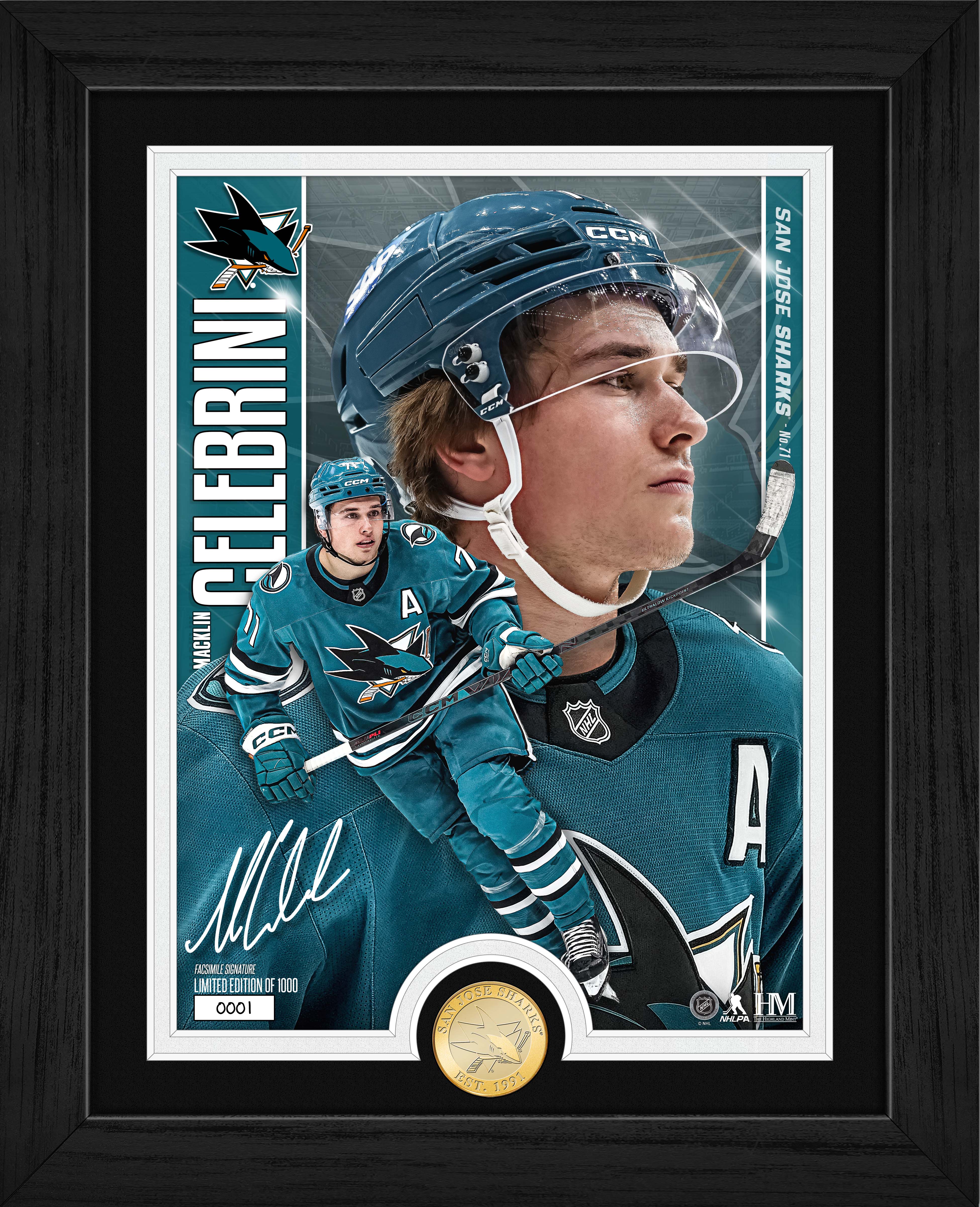 Macklin Celebrini San Jose Sharks Bronze Coin Artist Proof Photo