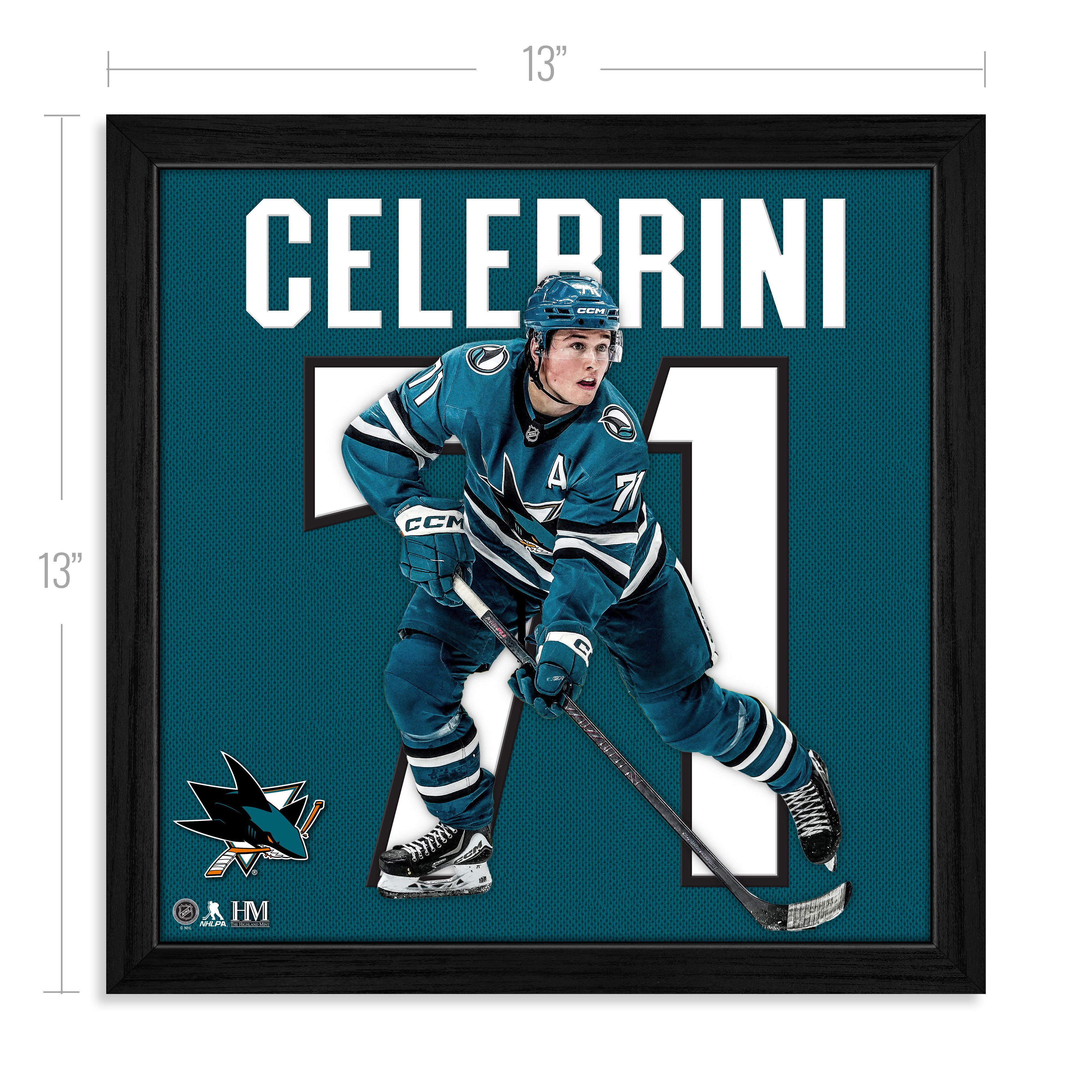 Macklin Celebrini San Jose Sharks Impact Jersey Frame